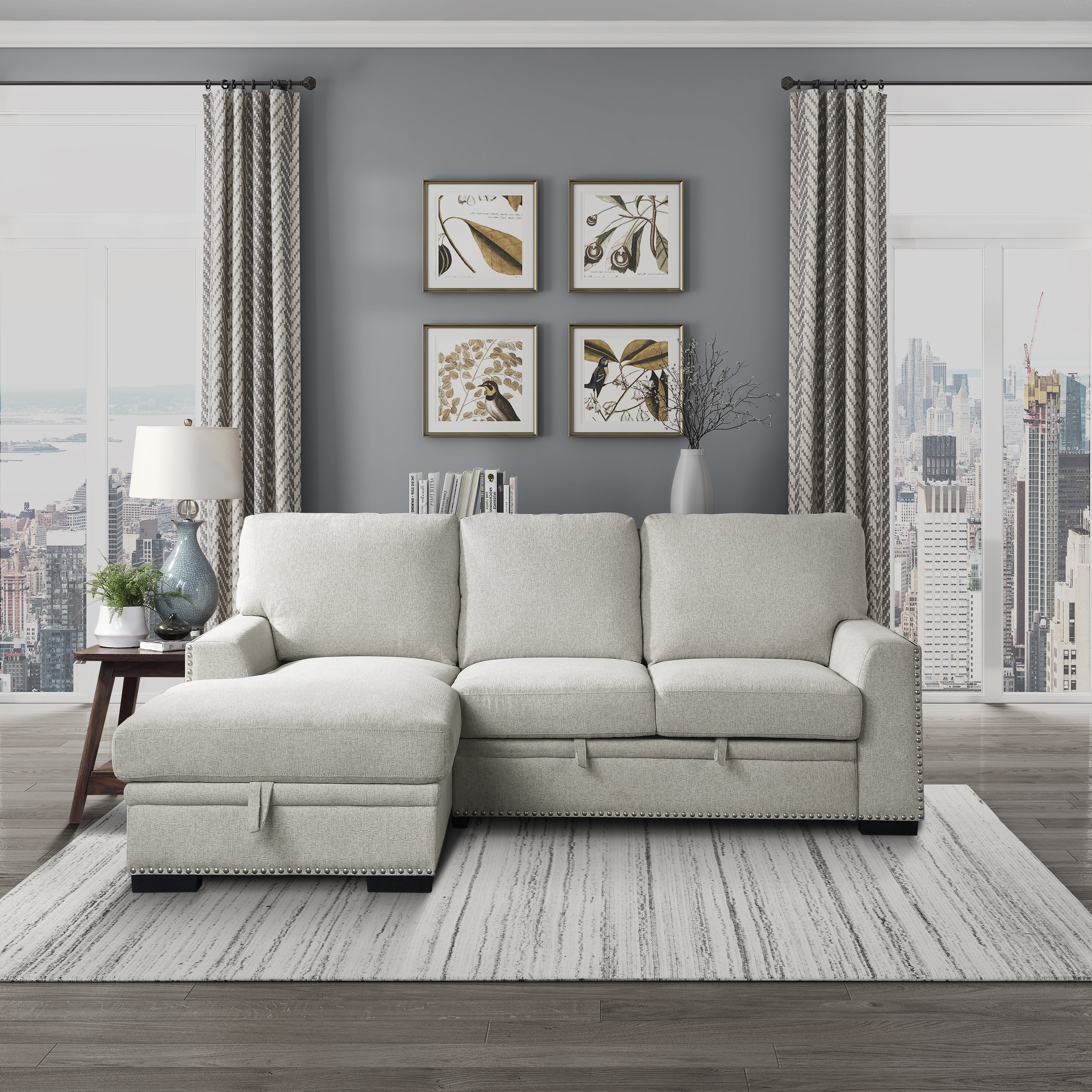 9468BE*2LC2R (2)2-Piece Sectional with Pull-out Bed and Left Chaise with Hidden Storage - 9468BE*2LC2R - Bien Home Furniture & Electronics
