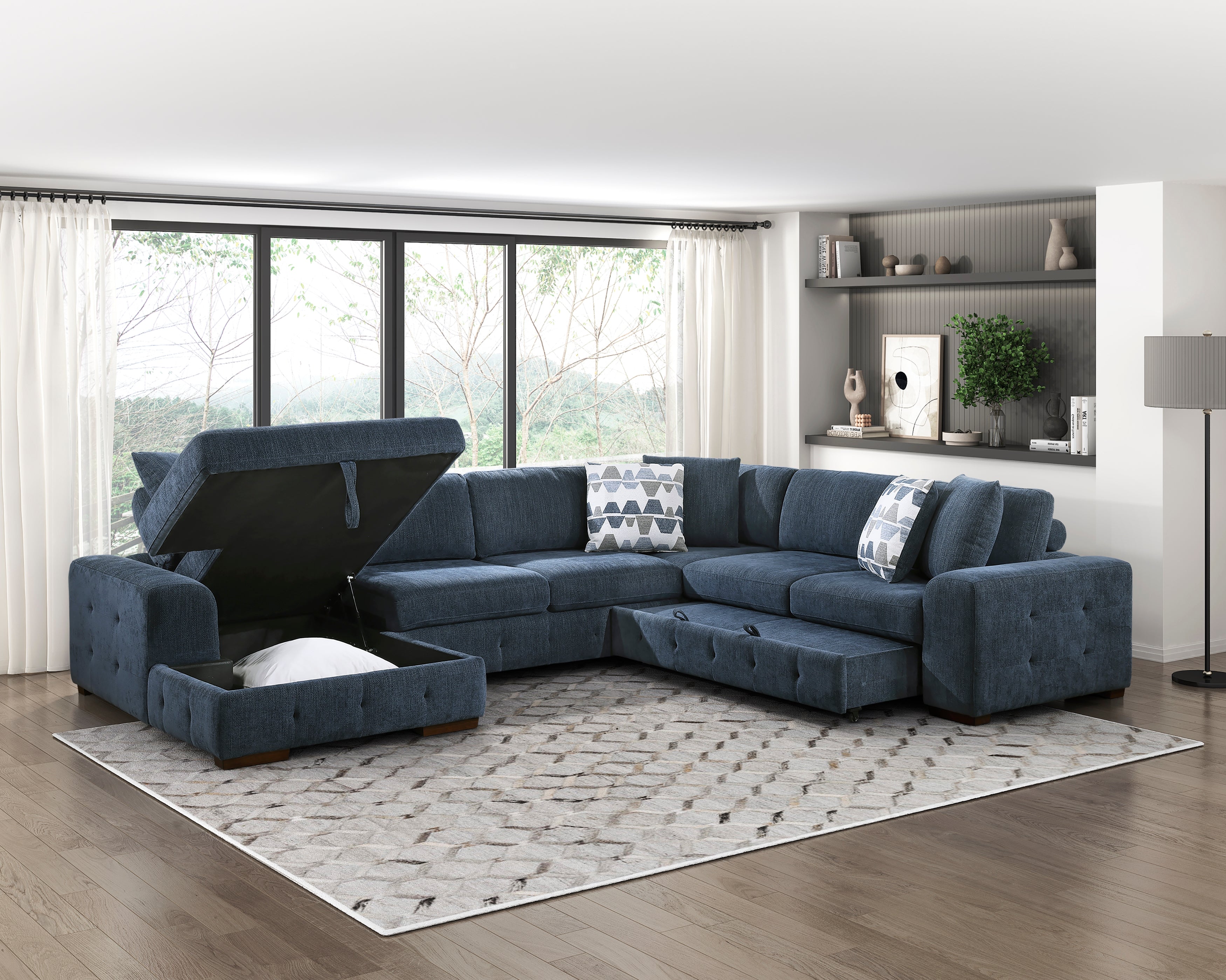 9624BU*42RLC (4)4-Piece Sectional with Left Chaise - 9624BU*42RLC - Bien Home Furniture & Electronics