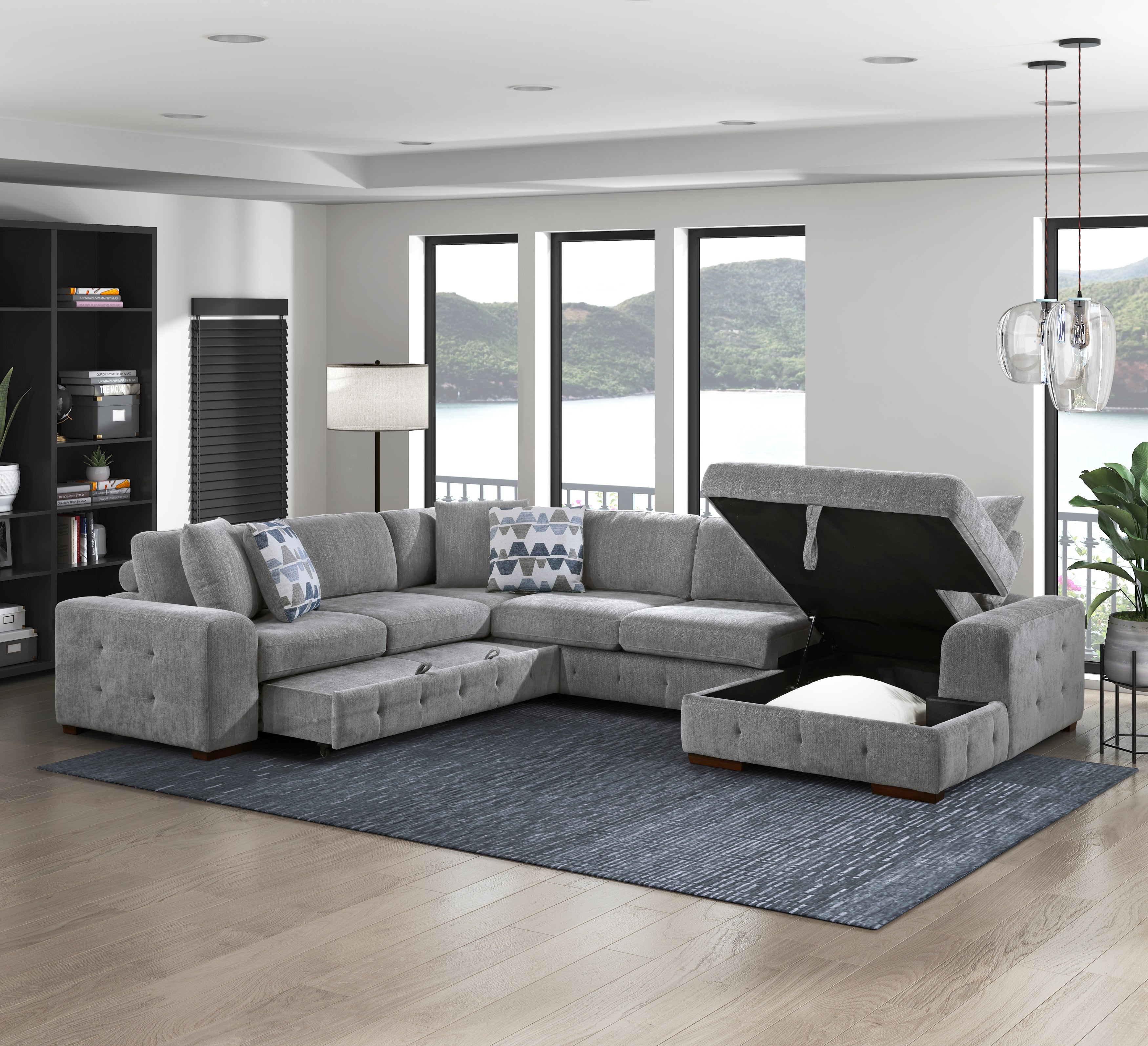 9624GY*42LRC (4)4-Piece Sectional with Right Chaise - 9624GY*42LRC - Bien Home Furniture & Electronics