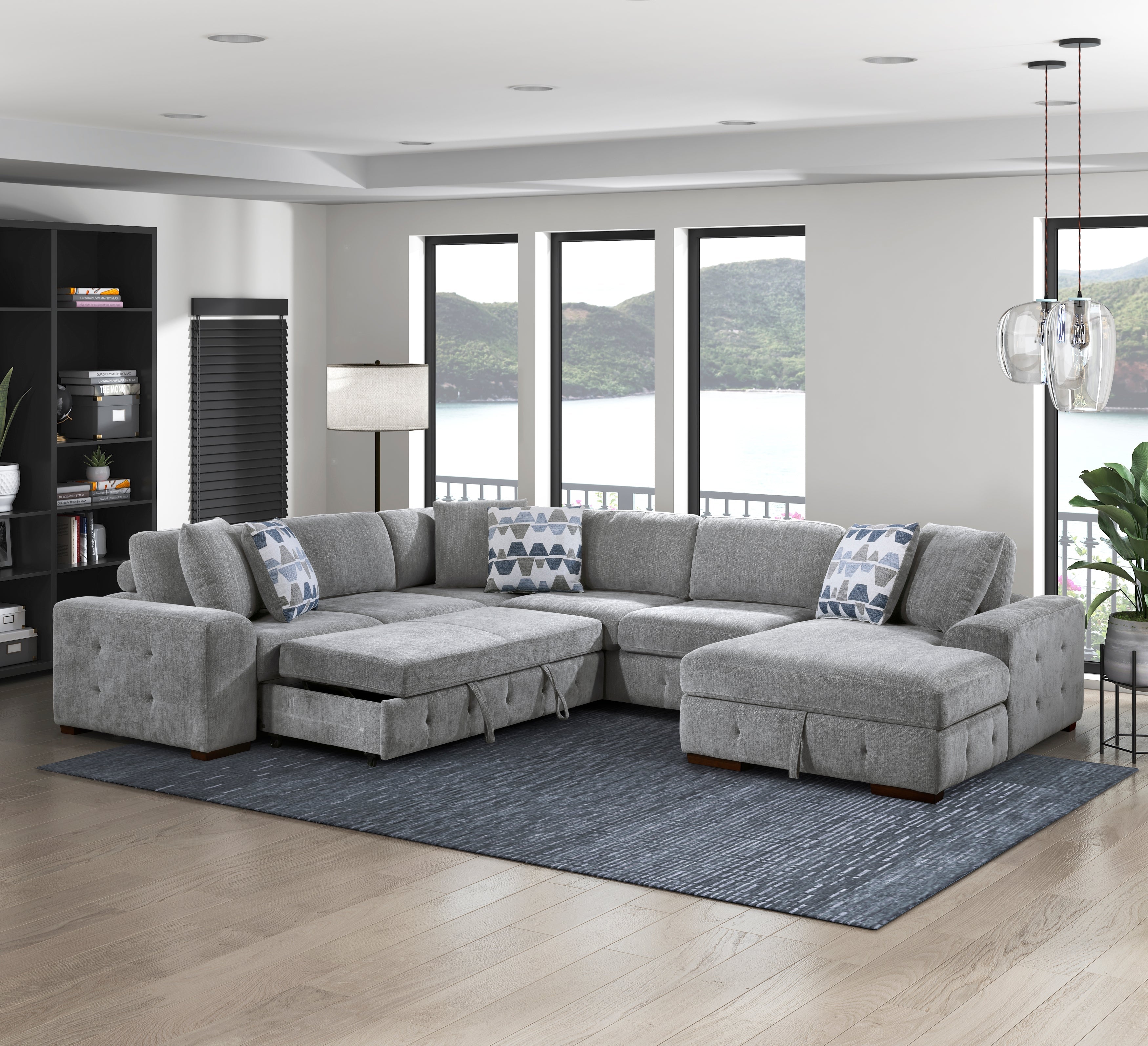 9624GY*42LRC (4)4-Piece Sectional with Right Chaise - 9624GY*42LRC - Bien Home Furniture & Electronics