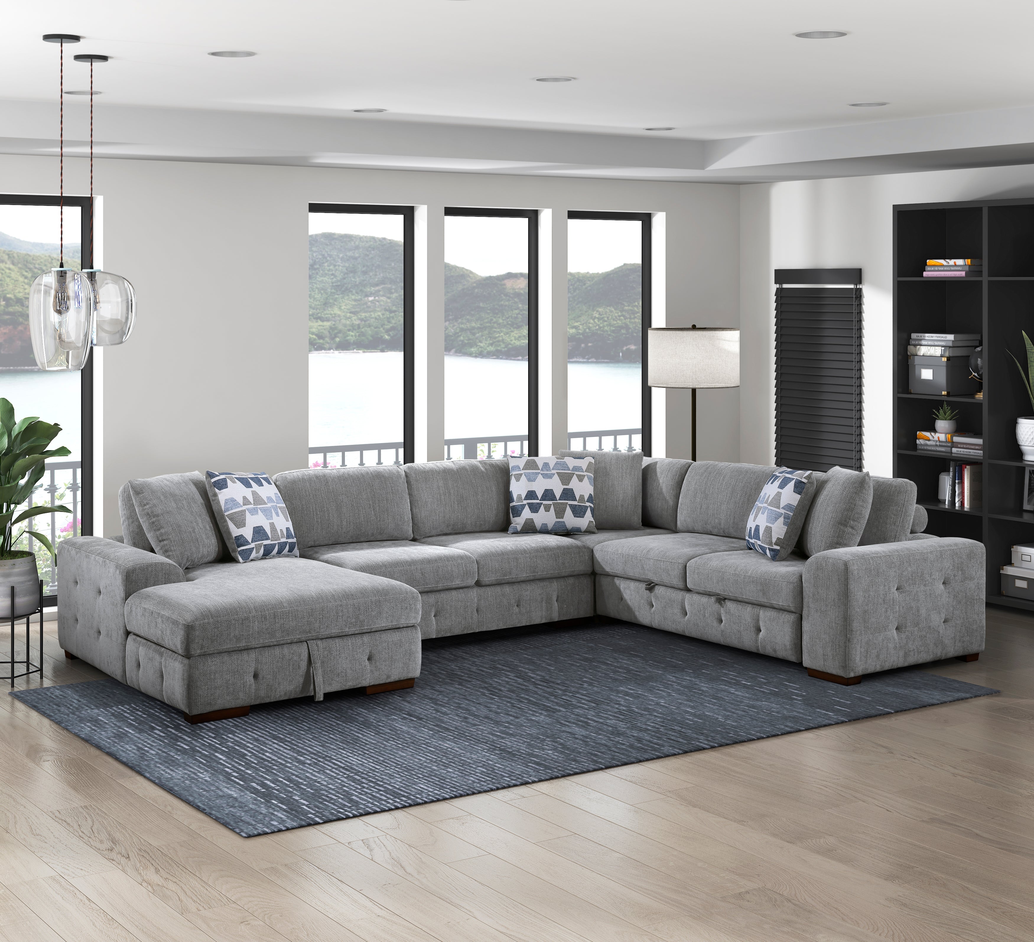 9624GY*42RLC (4)4-Piece Sectional with Left Chaise - 9624GY*42RLC - Bien Home Furniture & Electronics