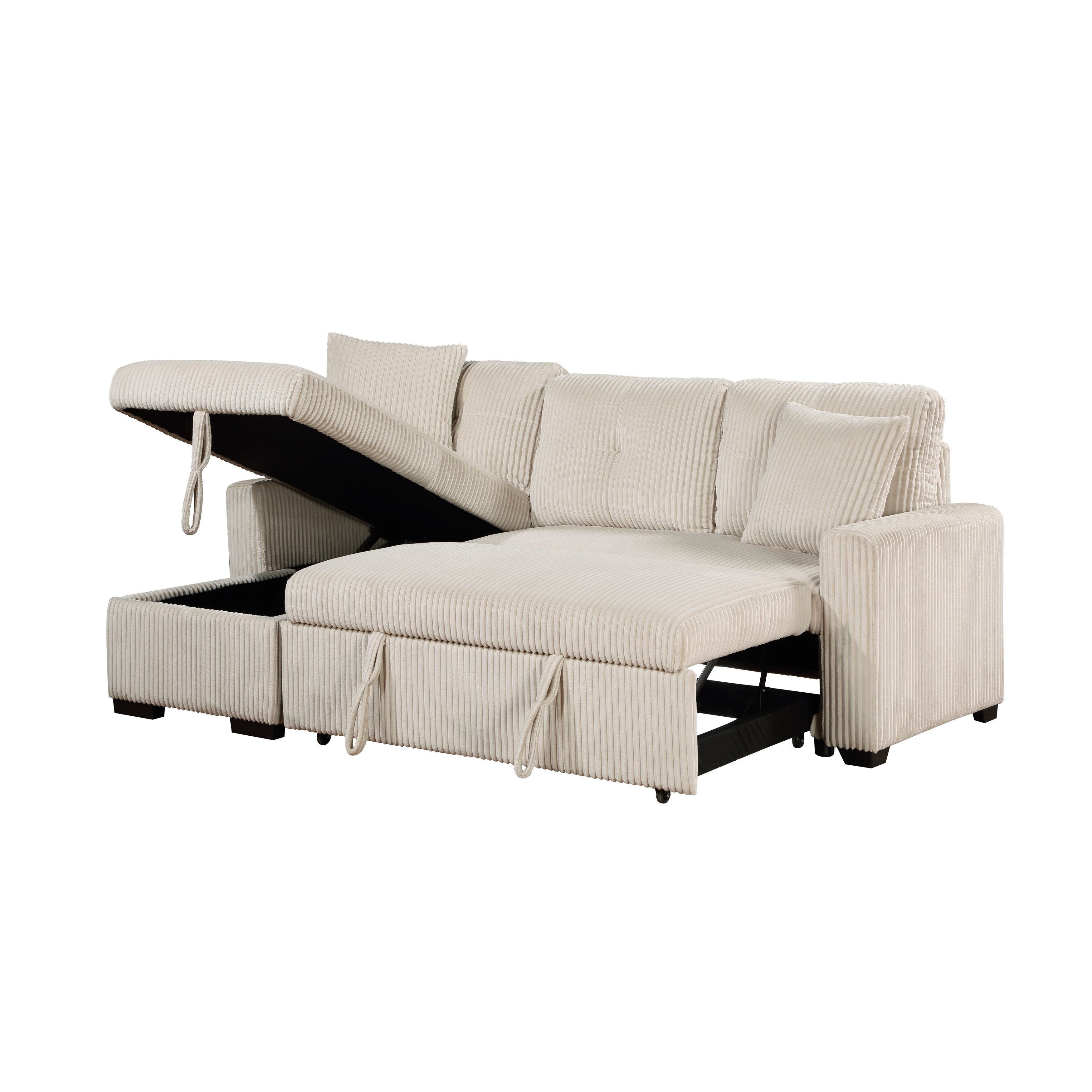 9649BE*SC (3)3-Piece Reversible Sectional with Pull-out Bed and Hidden Storage - 9649BE*SC - Bien Home Furniture & Electronics