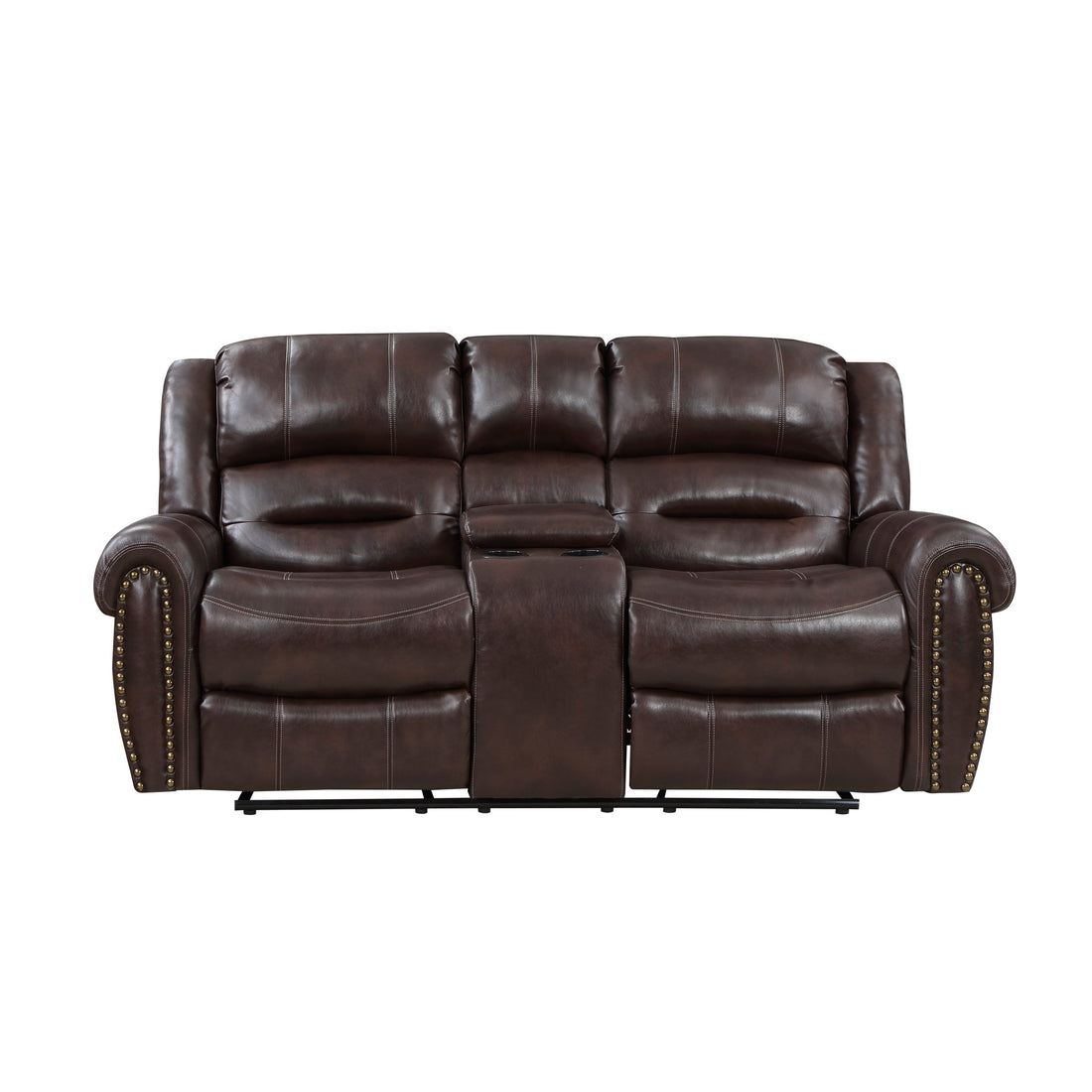 9668NBR-2 Double Glider Reclining Loveseat with Center Console - 9668NBR-2 - Bien Home Furniture & Electronics