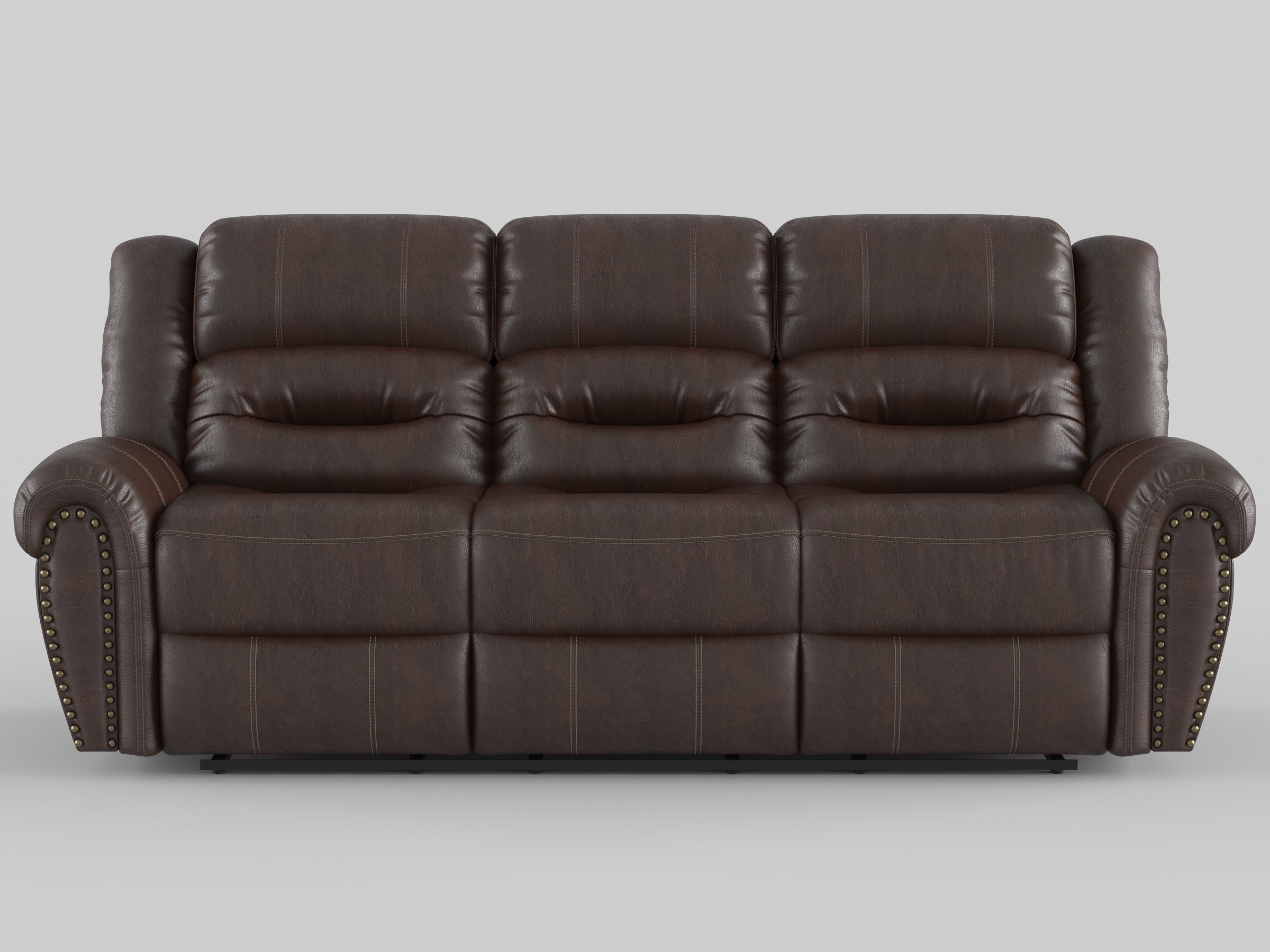 9668NBR-3 Double Reclining Sofa with Center Drop-down Cup Holders - 9668NBR-3 - Bien Home Furniture & Electronics