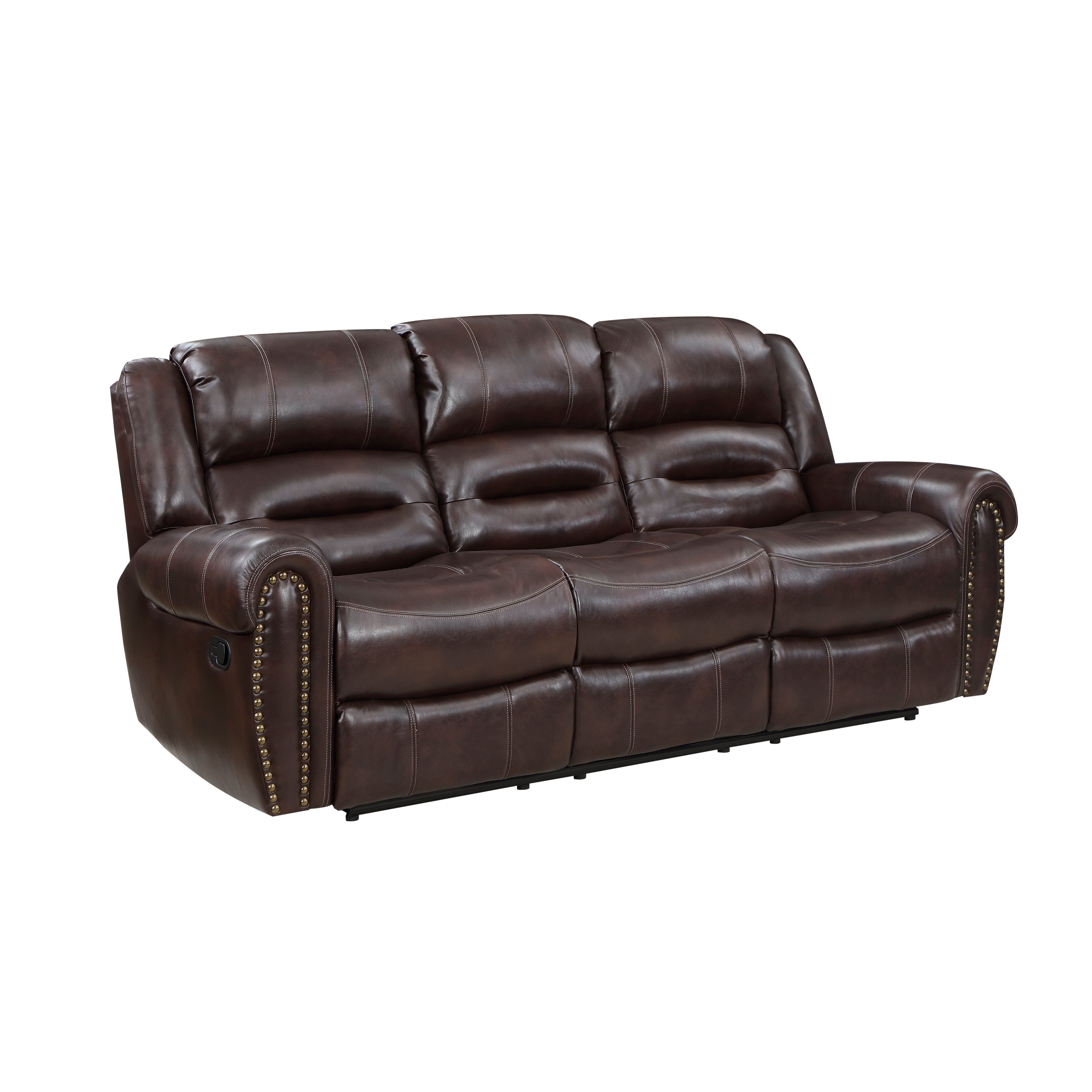 9668NBR-3 Double Reclining Sofa with Center Drop-down Cup Holders - 9668NBR-3 - Bien Home Furniture & Electronics