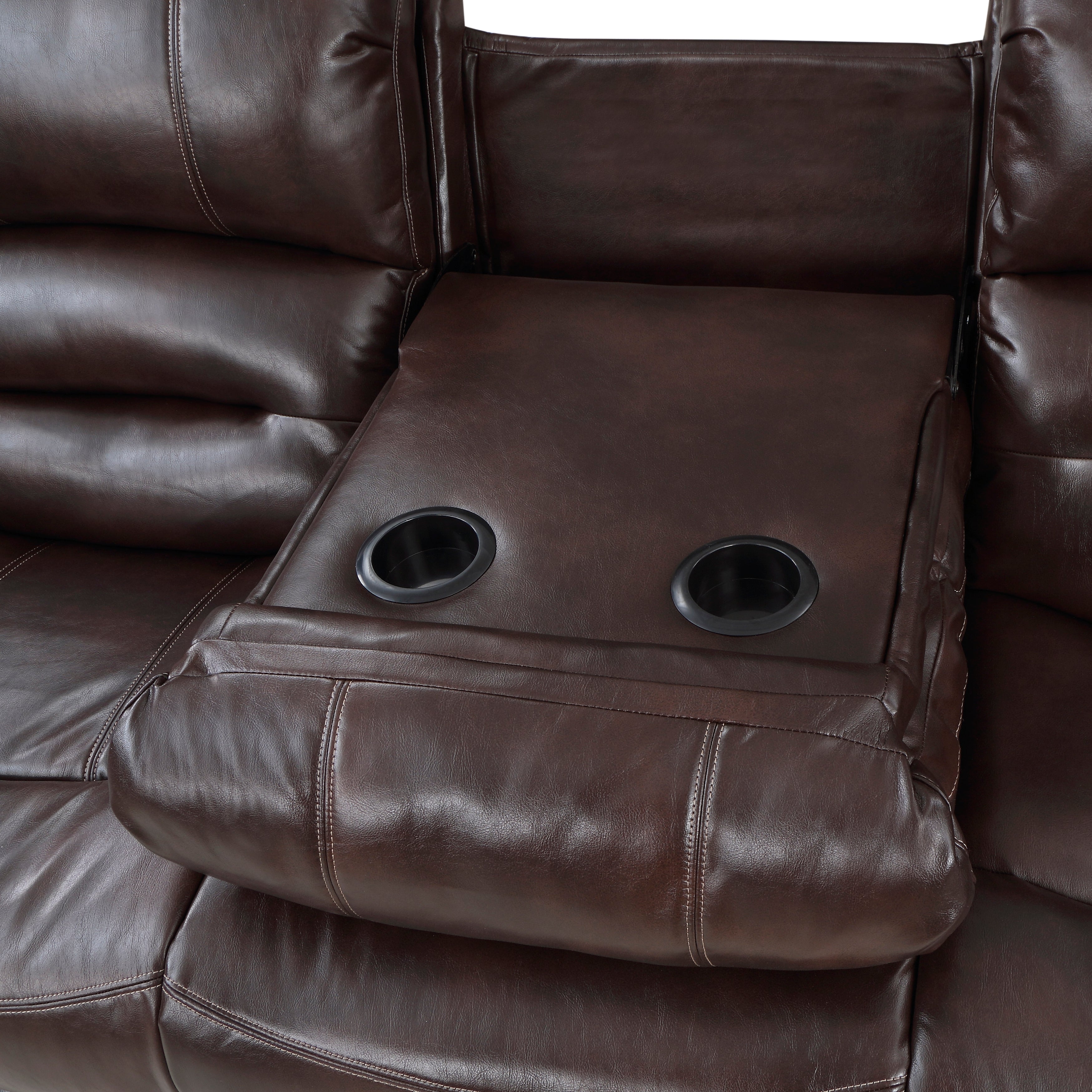 9668NBR-3 Double Reclining Sofa with Center Drop-down Cup Holders - 9668NBR-3 - Bien Home Furniture & Electronics