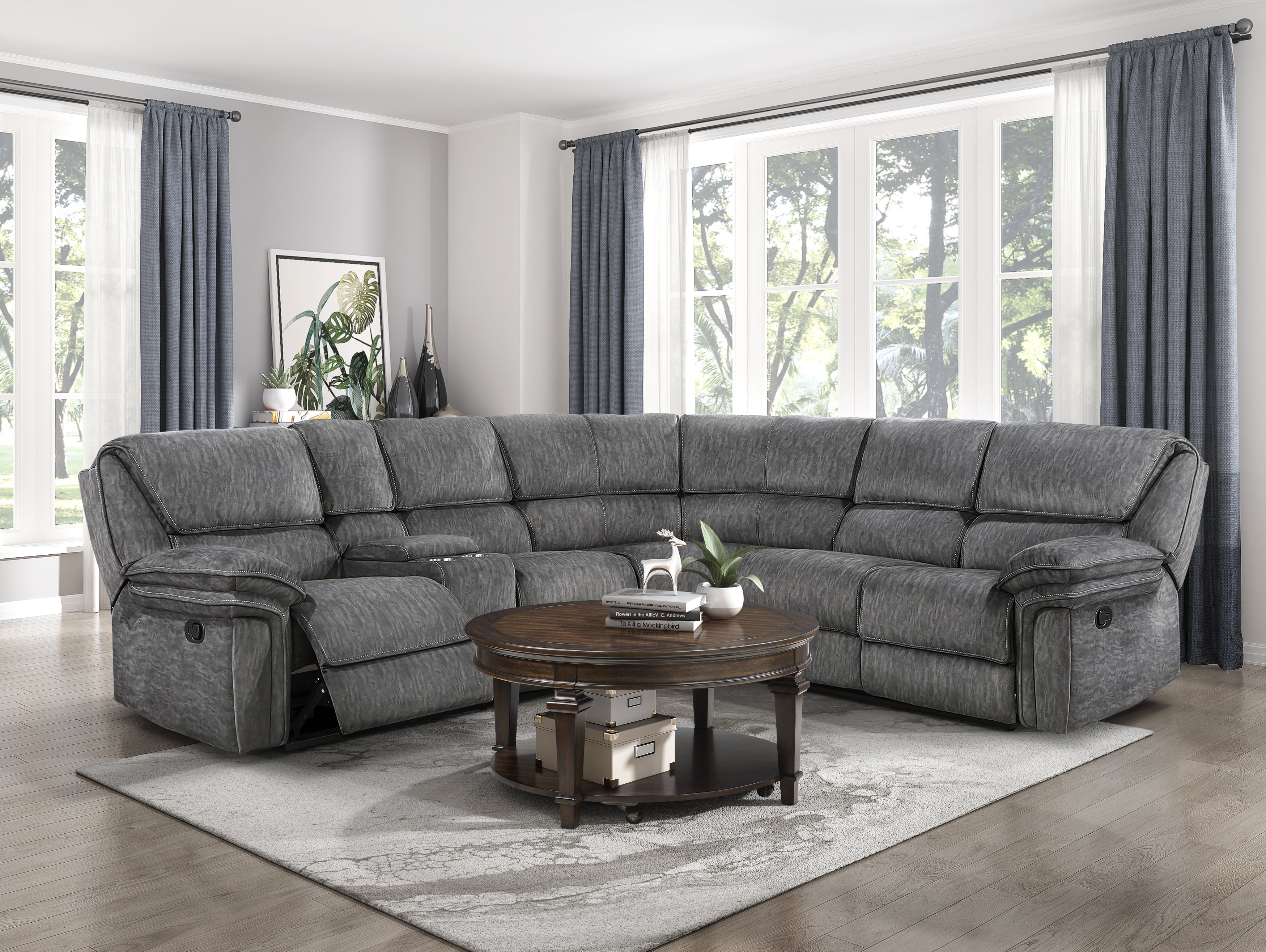 9913*32LCN2R (3)3-Piece Reclining Sectional with Left Console - 9913*32LCN2R - Bien Home Furniture & Electronics