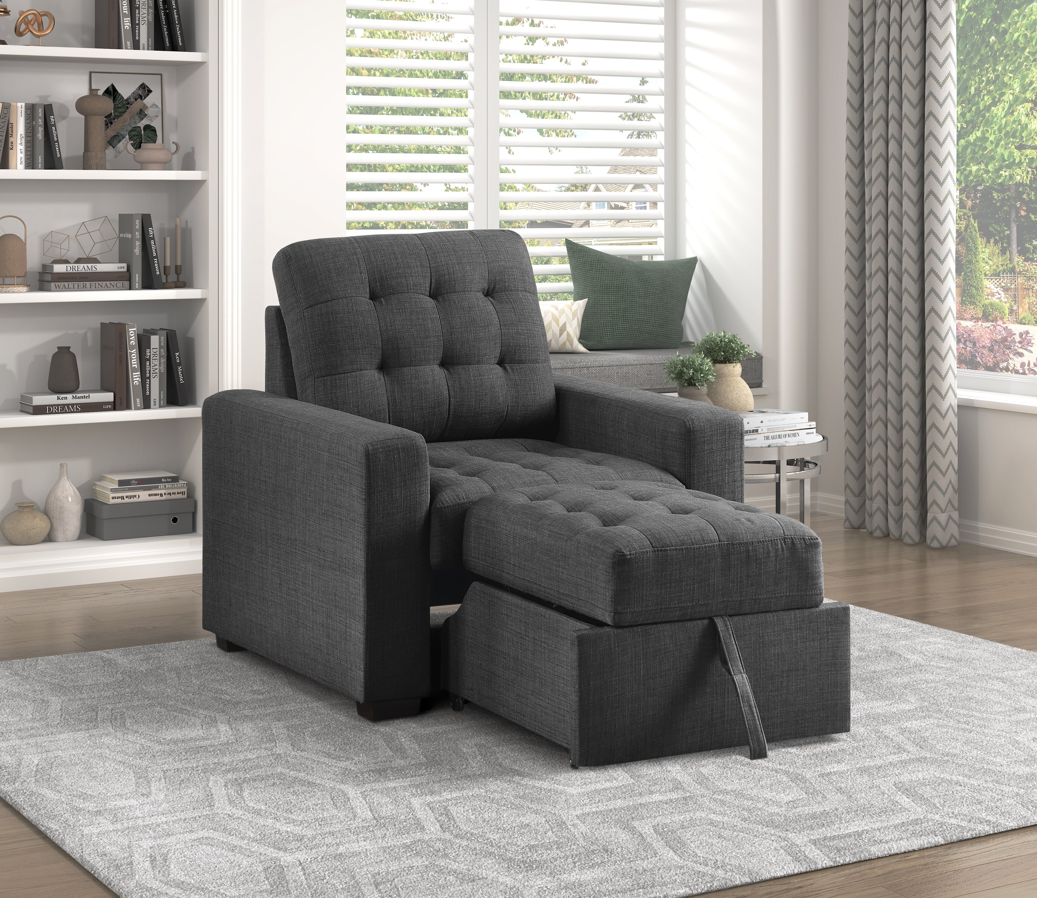 9916DG-1 CHAIR WITH PULL-OUT OTTOMAN - 9916DG-1 - Bien Home Furniture & Electronics