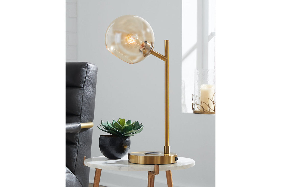 Abanson Amber/Gold Finish Desk Lamp - L206022 - Bien Home Furniture &amp; Electronics