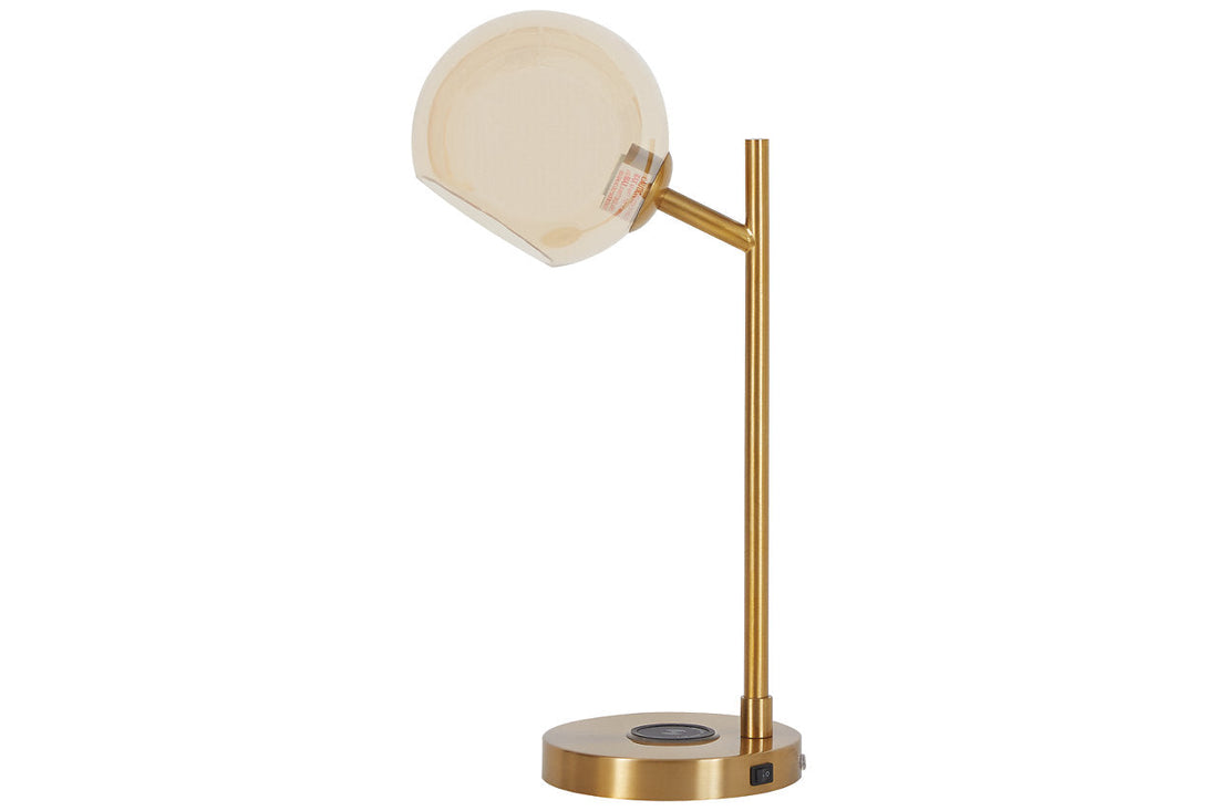 Abanson Amber/Gold Finish Desk Lamp - L206022 - Bien Home Furniture &amp; Electronics