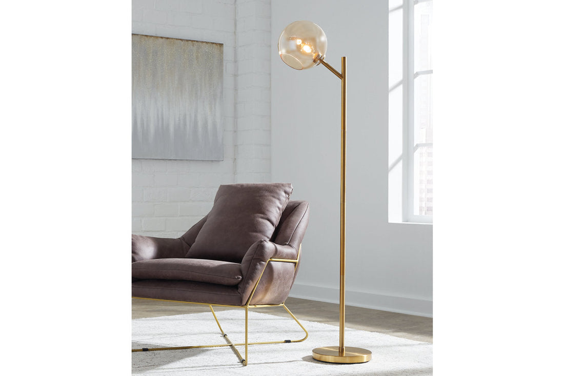 Abanson Amber/Gold Finish Floor Lamp - L206021 - Bien Home Furniture &amp; Electronics