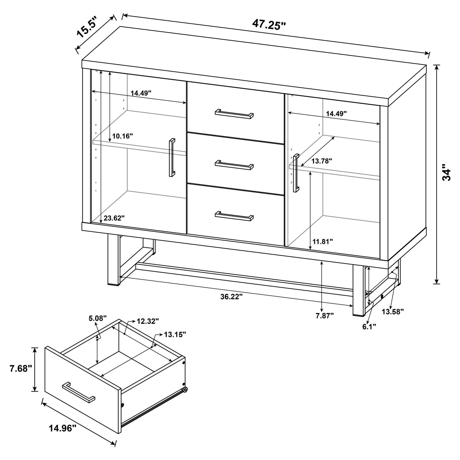 Abelardo Weathered Oak/Cement 3-Drawer Accent Cabinet - 953565 - Bien Home Furniture & Electronics