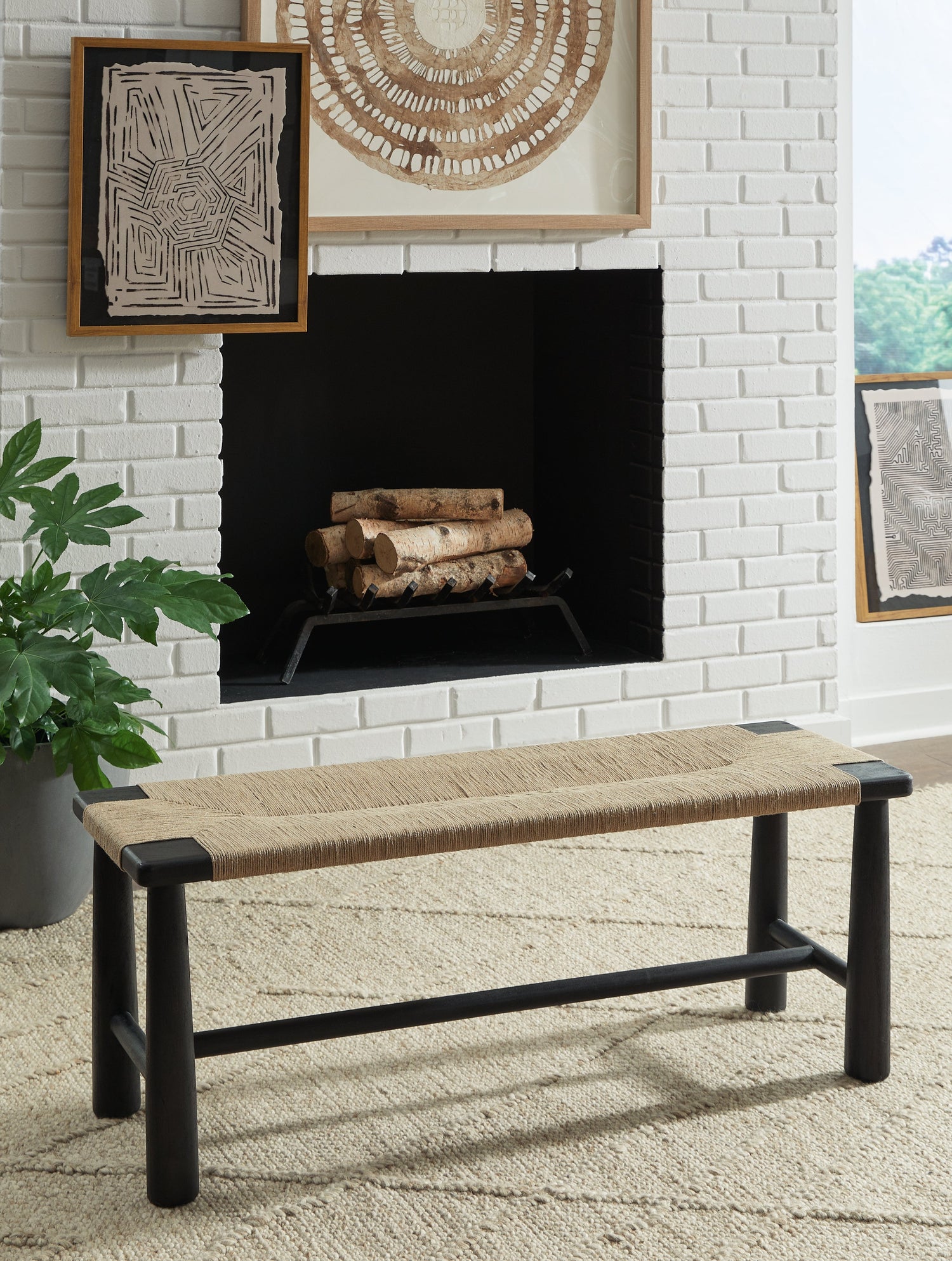 Acerman Black/Natural Accent Bench - A3000684 - Bien Home Furniture &amp; Electronics