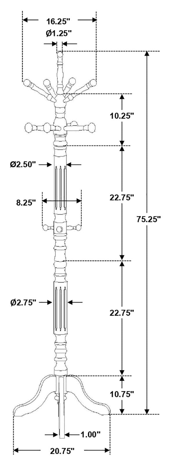 Achelle Golden Brown Coat Rack with 11 Hooks - 900759 - Bien Home Furniture & Electronics
