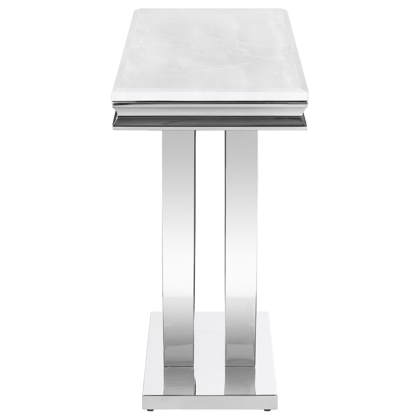 Adabella U-Base Rectangle Sofa Table White/Chrome - 708539 - Bien Home Furniture &amp; Electronics