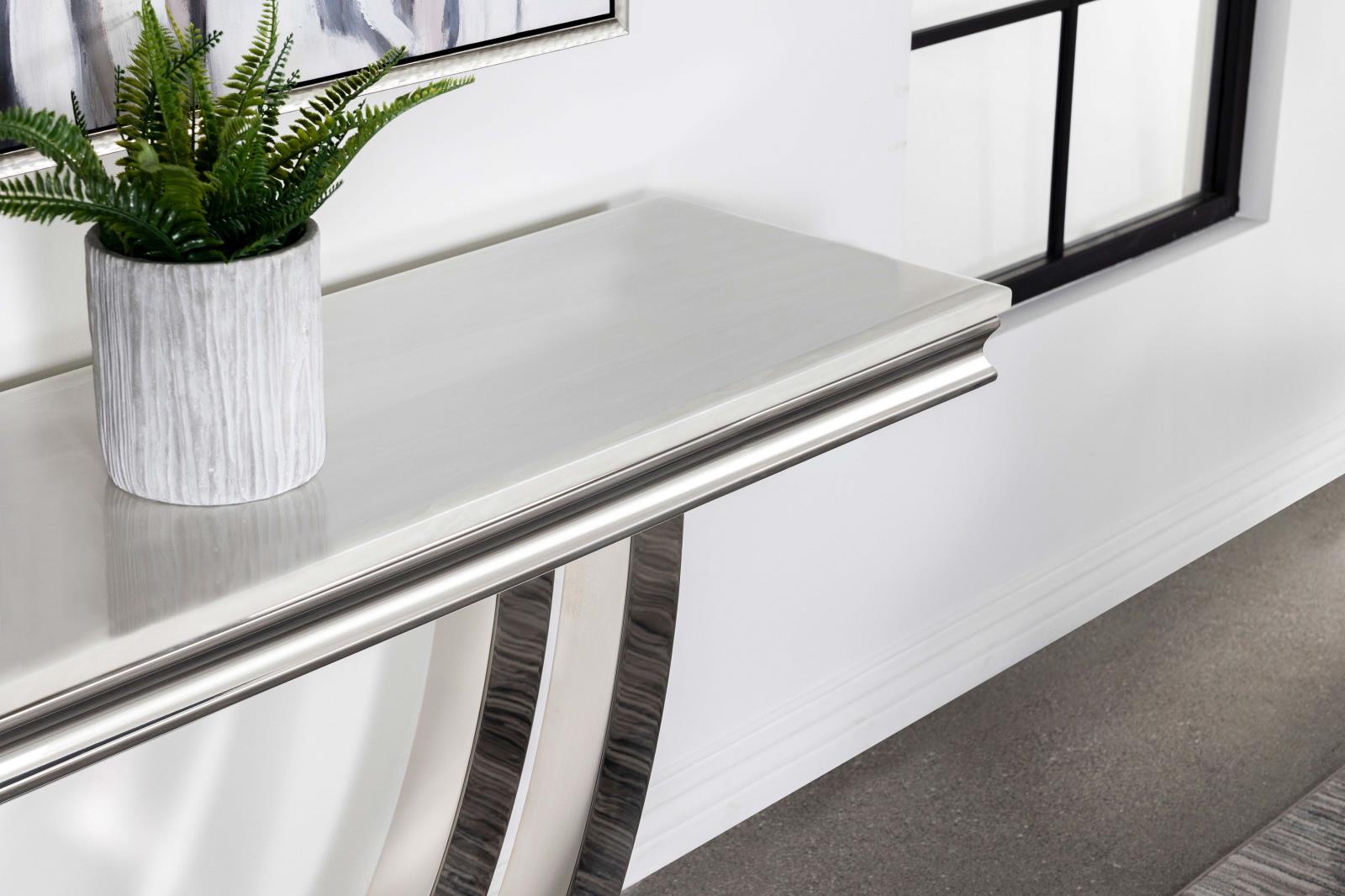 Adabella U-Base Rectangle Sofa Table White/Chrome - 708539 - Bien Home Furniture &amp; Electronics