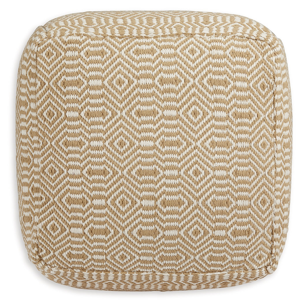 Adamont Tan/Ivory Pouf - A1001059 - Bien Home Furniture &amp; Electronics