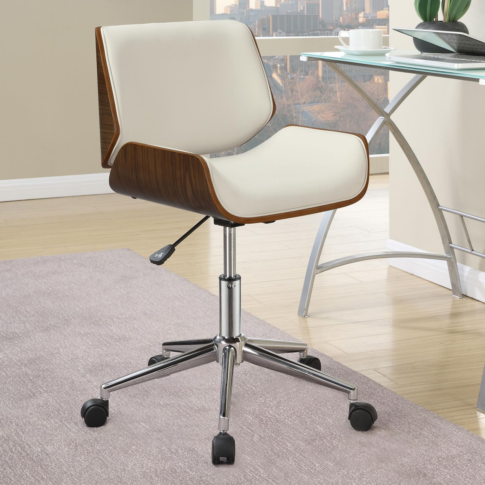 Addington Ecru/Chrome Adjustable Height Office Chair - 800613 - Bien Home Furniture &amp; Electronics