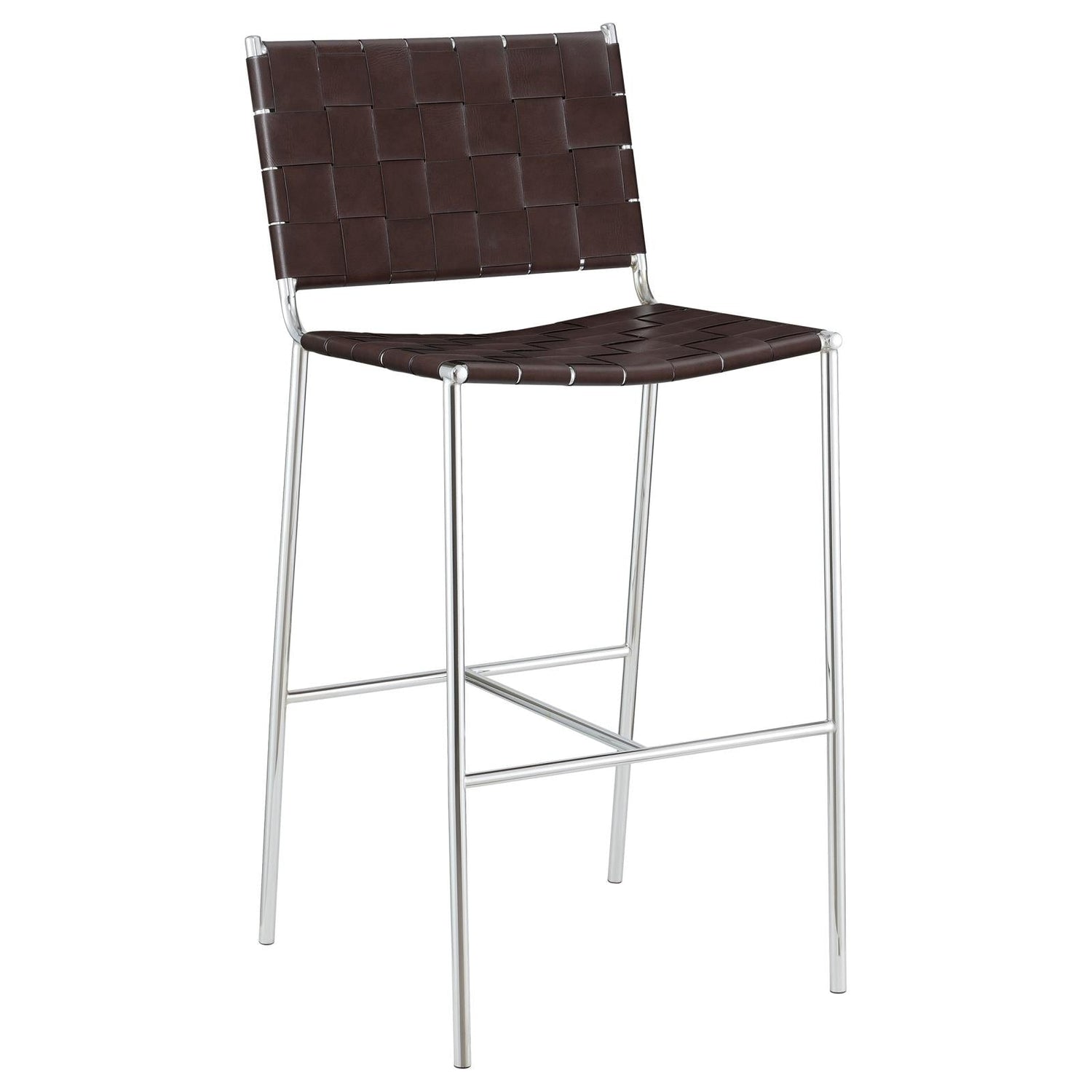 Adelaide Brown/Chrome Upholstered Bar Stool with Open Back - 183584 - Bien Home Furniture & Electronics