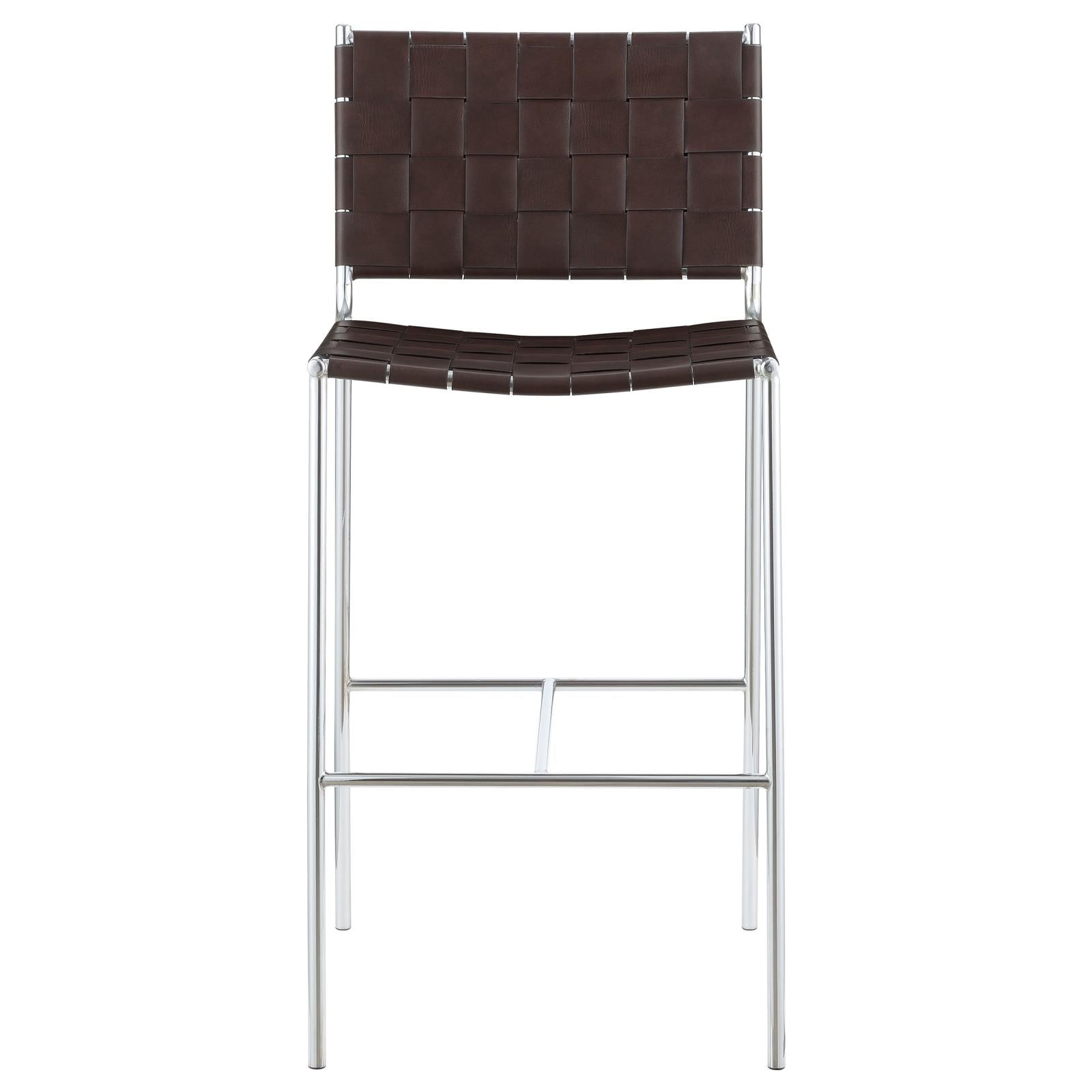 Adelaide Brown/Chrome Upholstered Bar Stool with Open Back - 183584 - Bien Home Furniture & Electronics