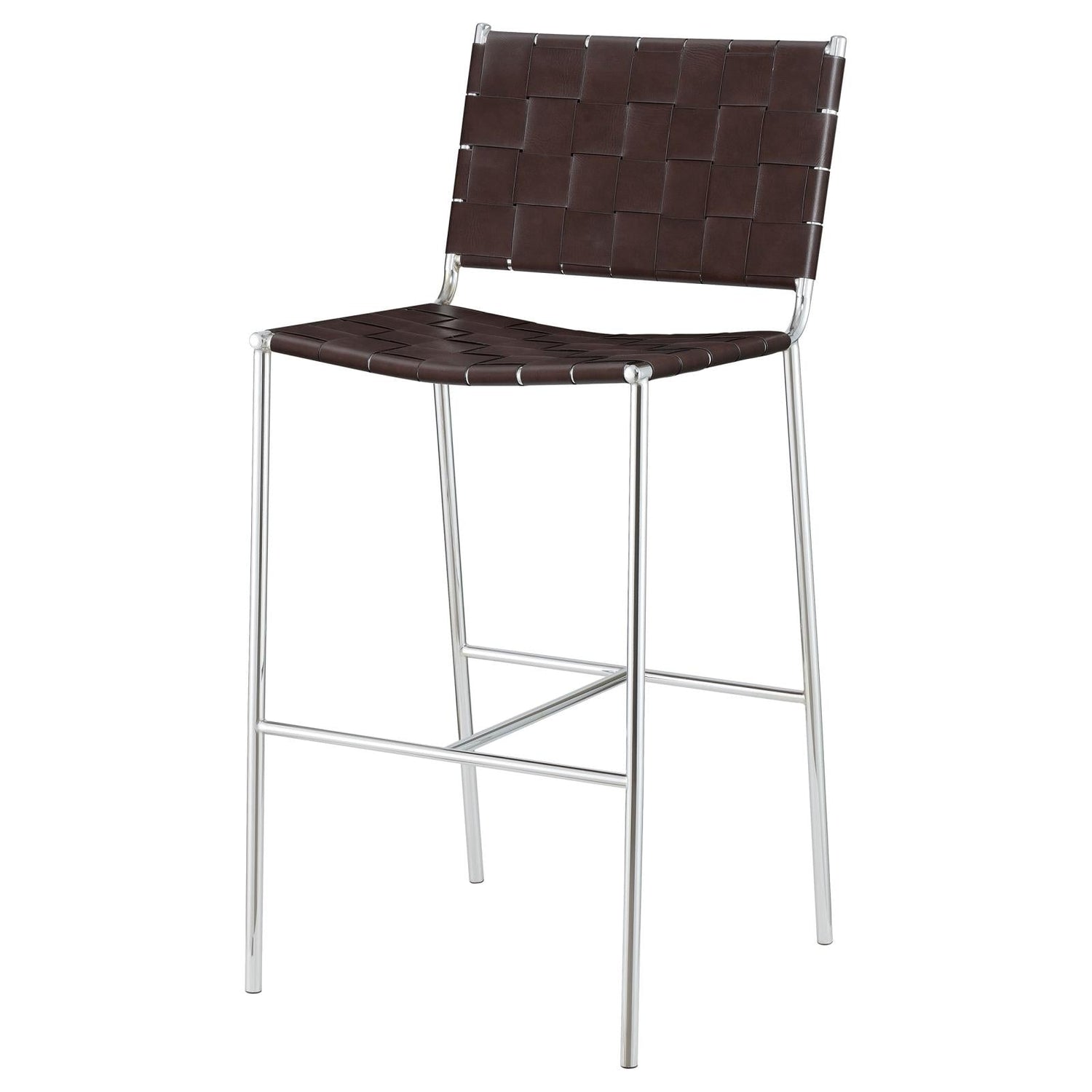 Adelaide Brown/Chrome Upholstered Bar Stool with Open Back - 183584 - Bien Home Furniture & Electronics