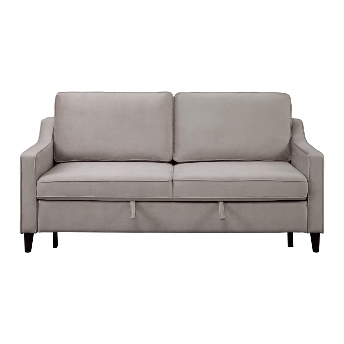 Adelia Cobblestone Velvet Convertible Studio Sofa with Pull-out Bed - 9428CB-3CL - Bien Home Furniture & Electronics