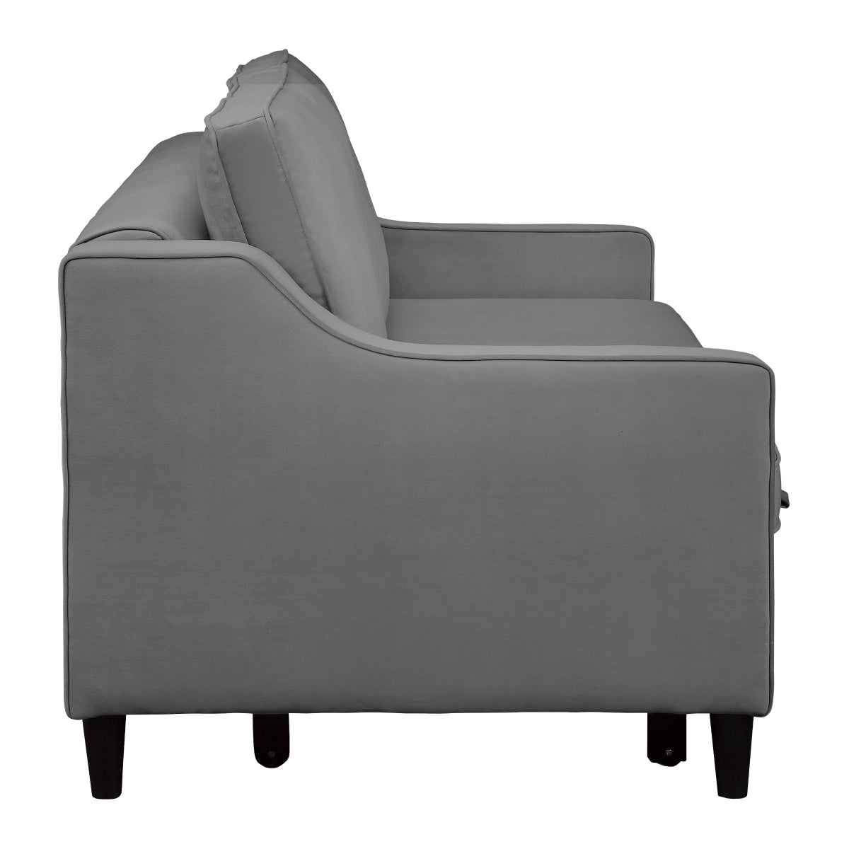 Adelia Dark Gray Velvet Convertible Studio Sofa with Pull-out Bed - 9428DG-3CL - Bien Home Furniture &amp; Electronics