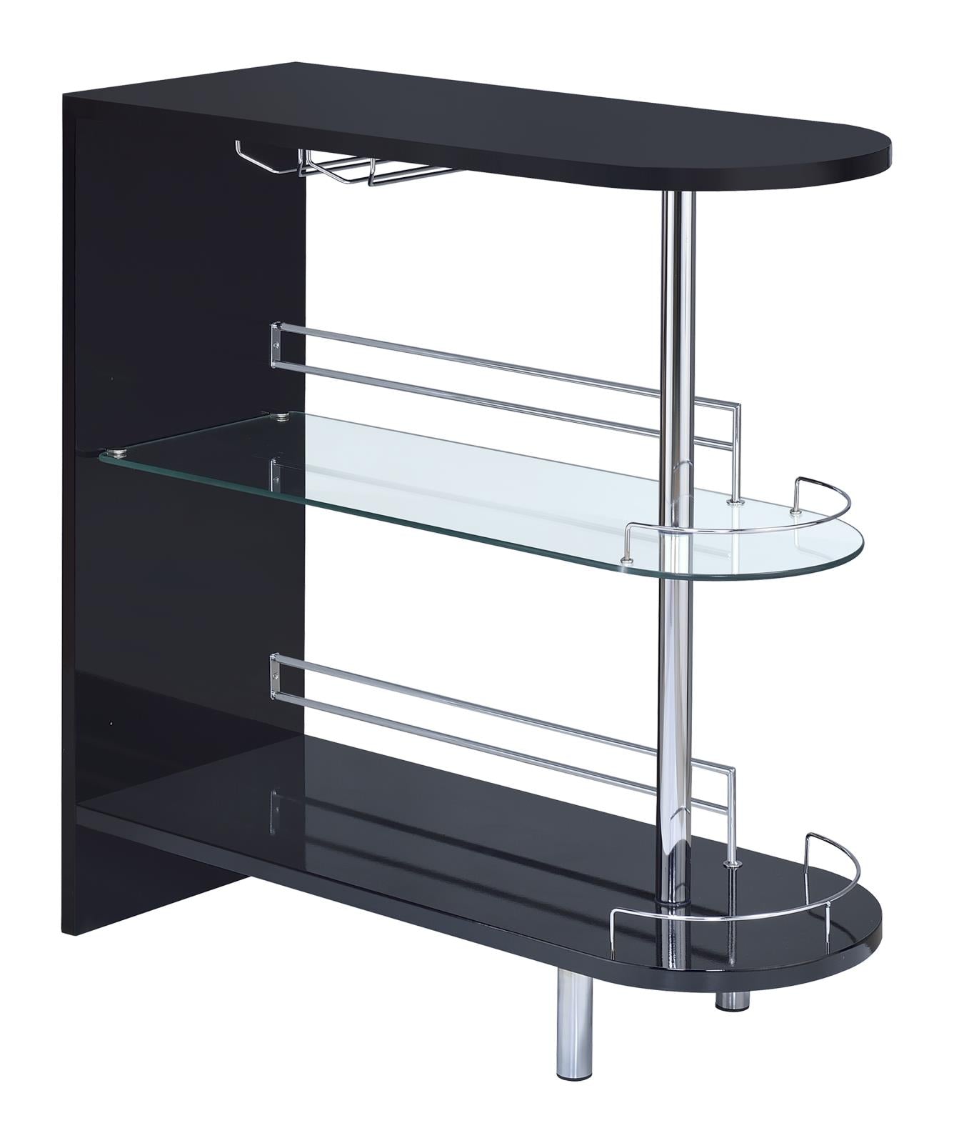 Adolfo Glossy Black/Clear 3-Tier Bar Table - 101063 - Bien Home Furniture & Electronics