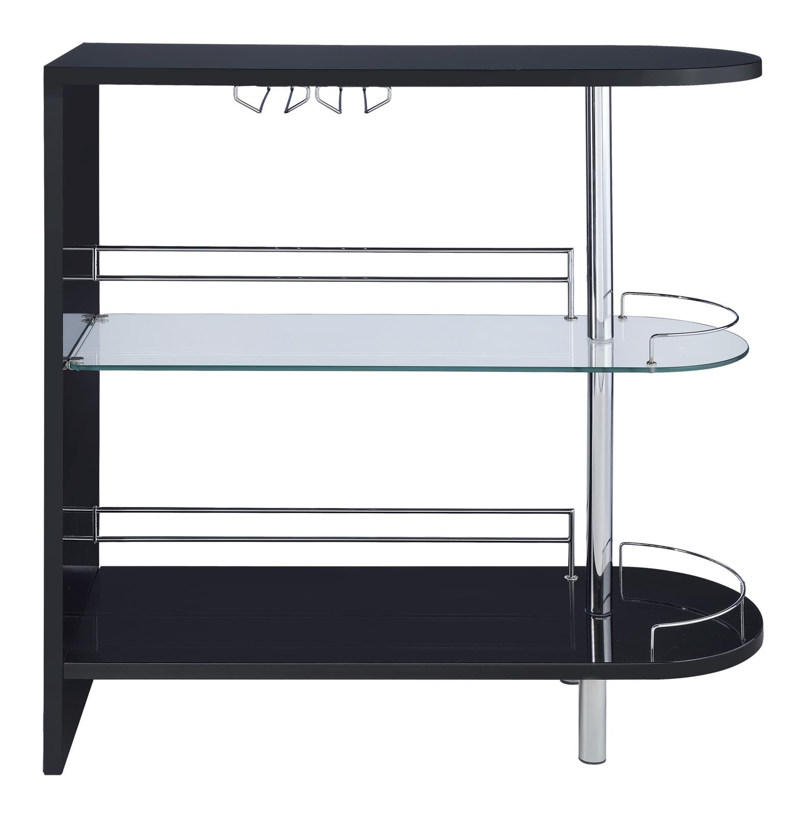 Adolfo Glossy Black/Clear 3-Tier Bar Table - 101063 - Bien Home Furniture & Electronics
