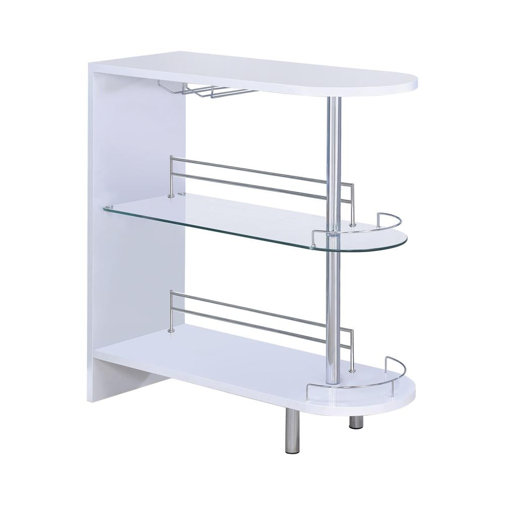 Adolfo Glossy White/Clear 3-Tier Bar Table - 101064 - Bien Home Furniture & Electronics