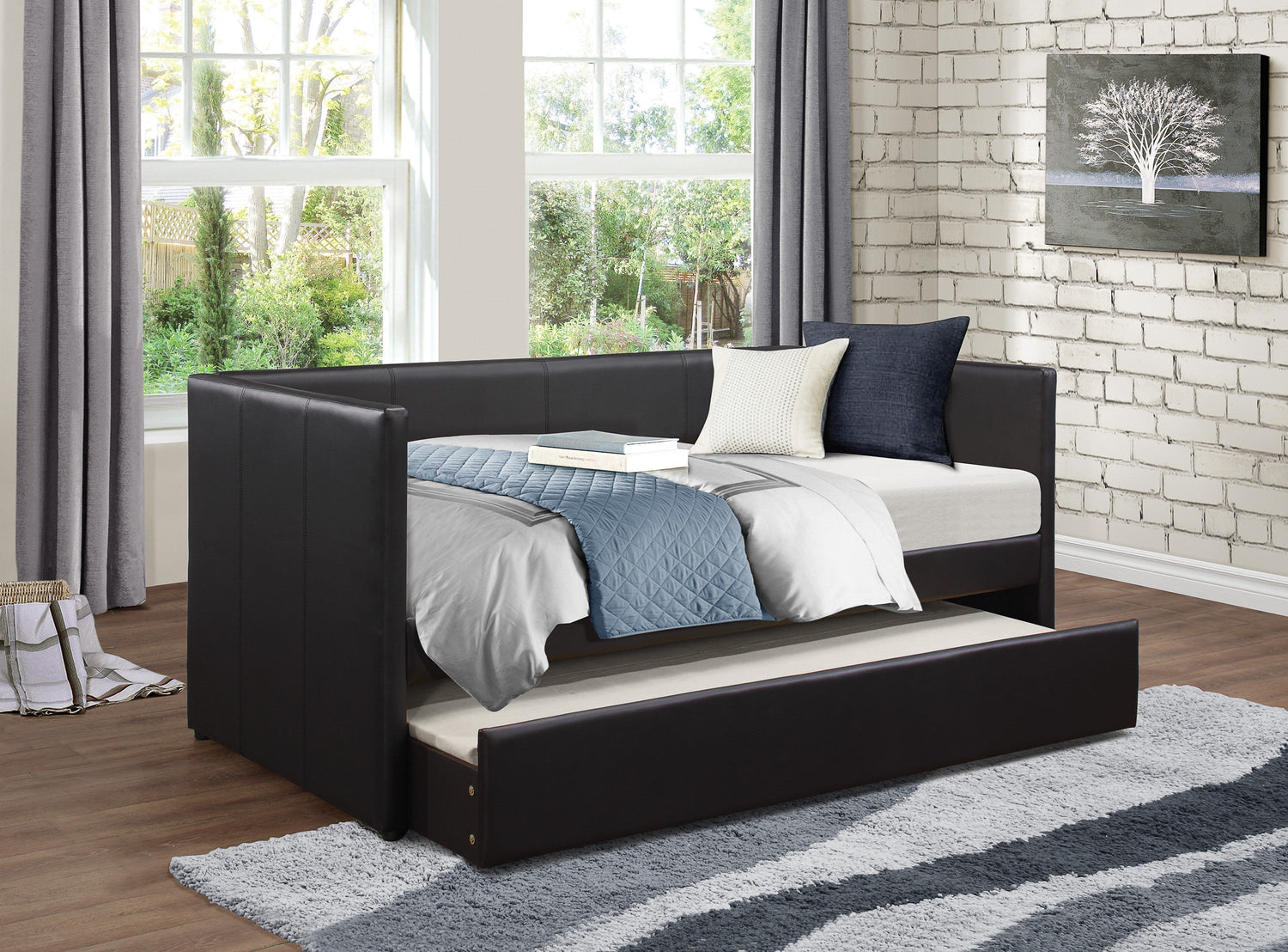 Adra Black Twin Daybed with Trundle - SET | 4949BK-A | 4949BK-B - Bien Home Furniture & Electronics