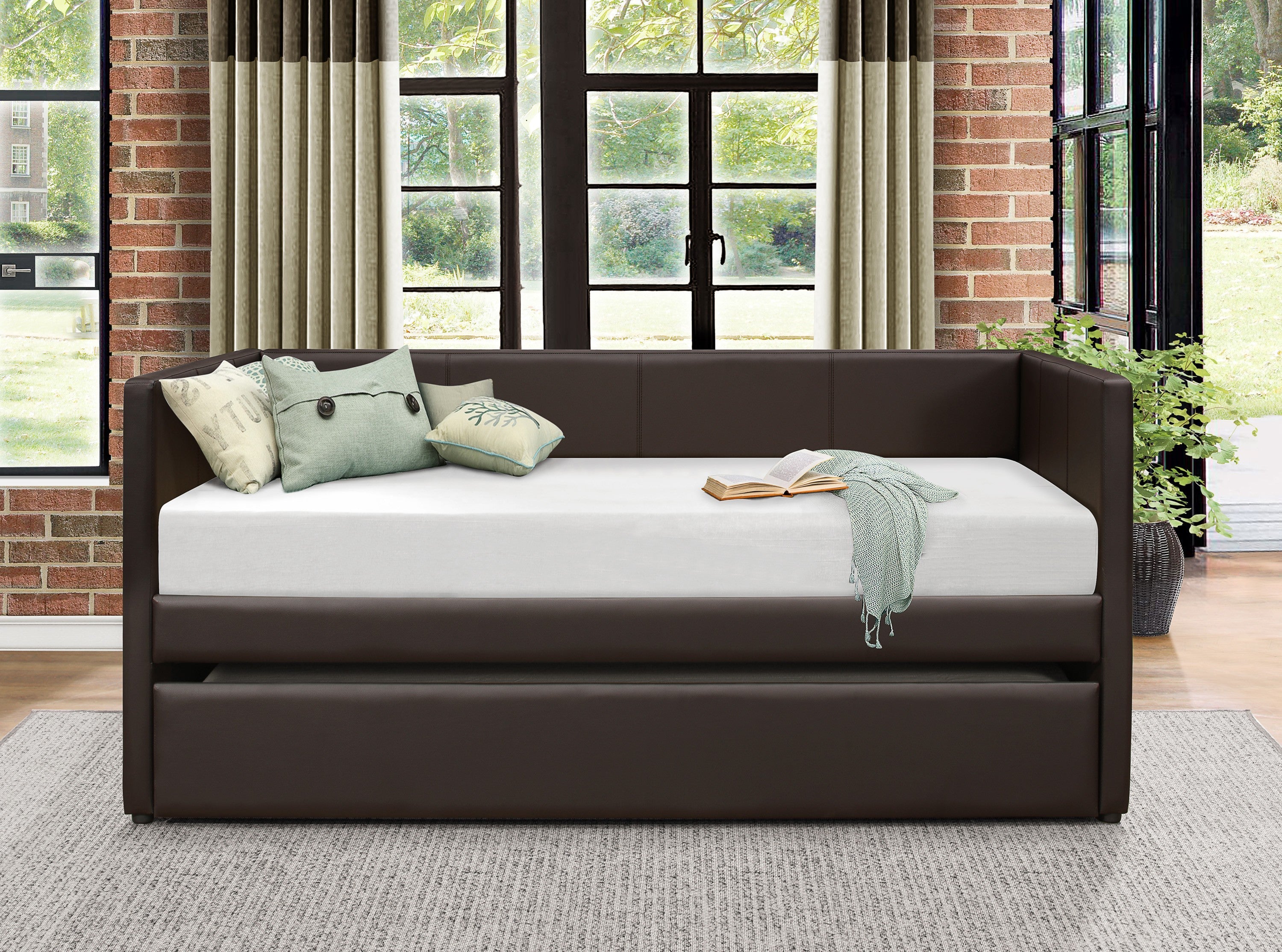 Adra Dark Brown Daybed with Trundle - SET | 4949DBR-A | 4949DBR-B - Bien Home Furniture &amp; Electronics