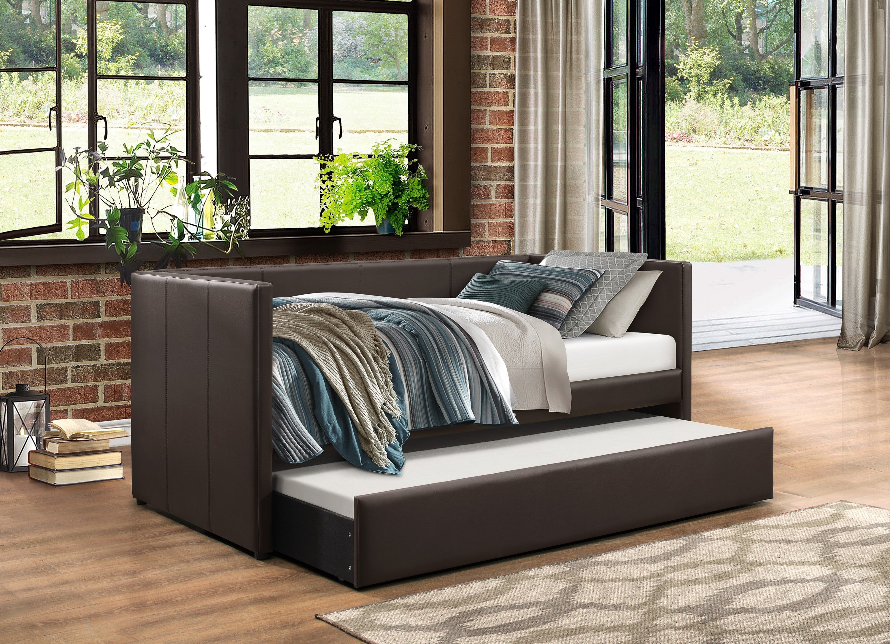 Adra Dark Brown Daybed with Trundle - SET | 4949DBR-A | 4949DBR-B - Bien Home Furniture &amp; Electronics