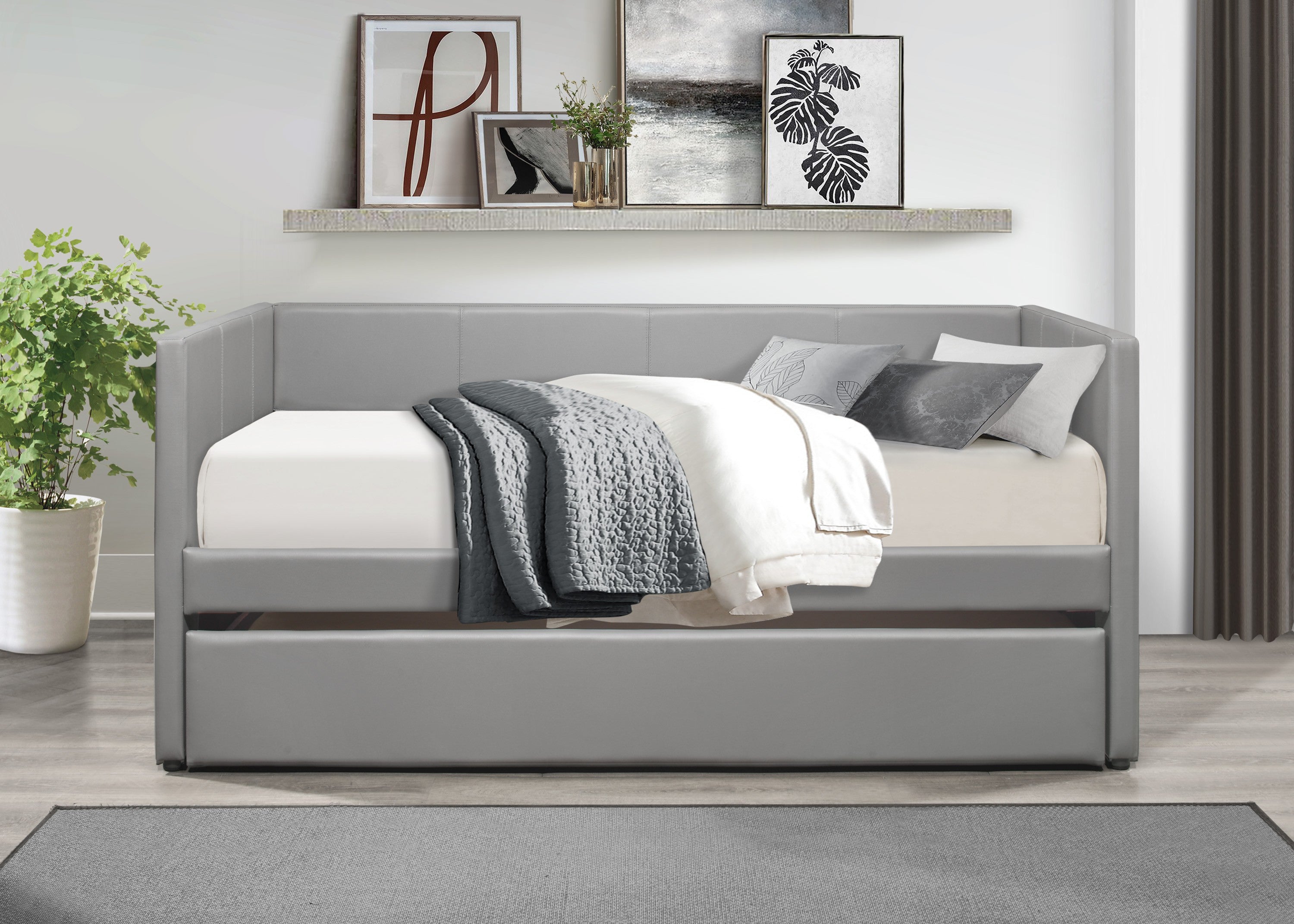 Adra Gray Twin Daybed with Trundle - SET | 4949GY-A | 4949GY-B - Bien Home Furniture &amp; Electronics