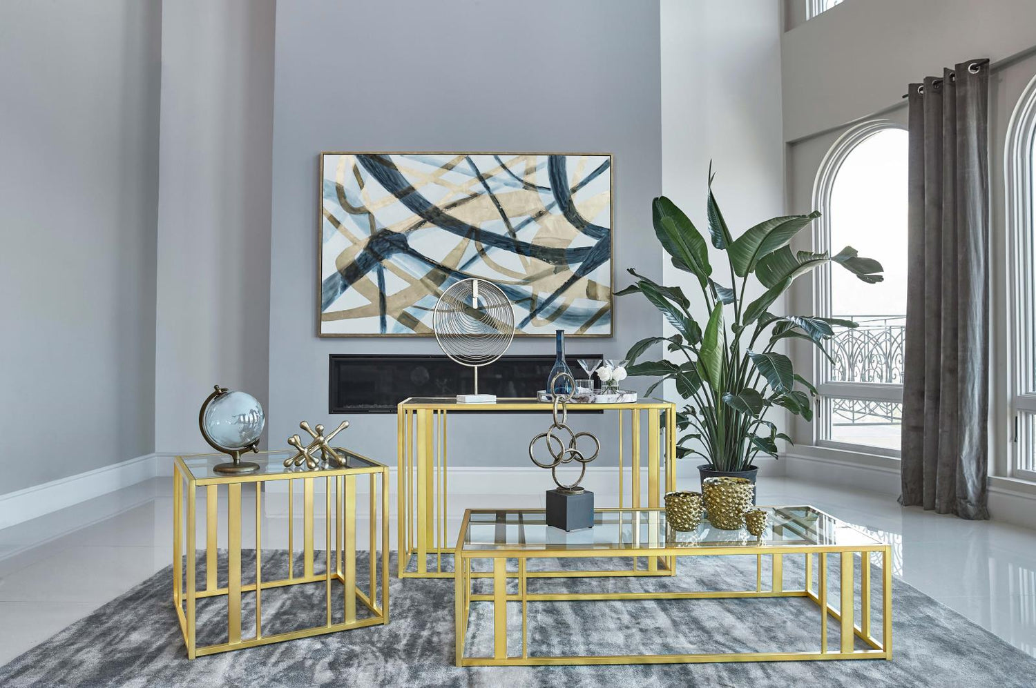 Adri Matte Brass Metal Frame Coffee Table - 723608 - Bien Home Furniture & Electronics