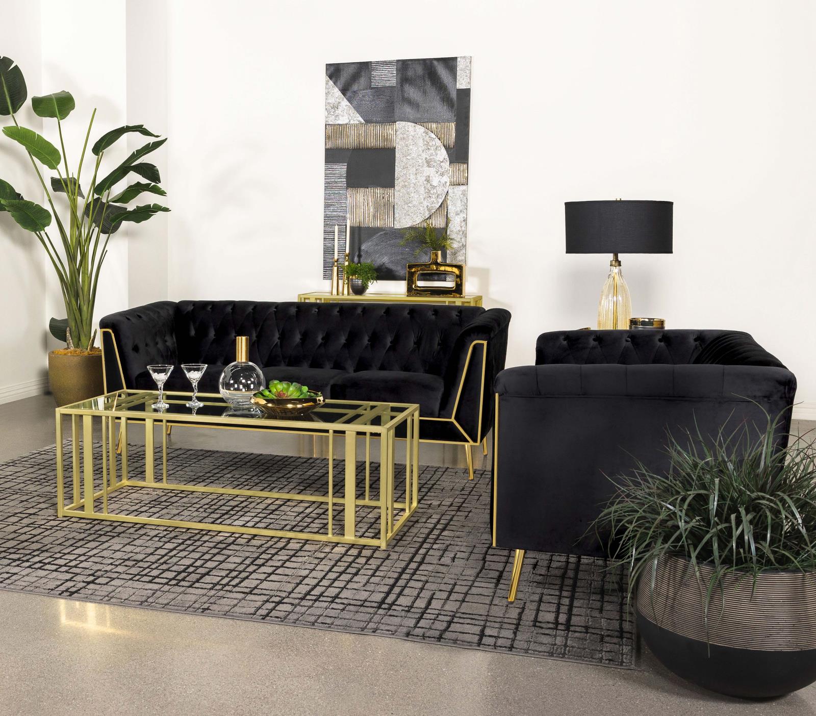 Adri Matte Brass Metal Frame Coffee Table - 723608 - Bien Home Furniture & Electronics