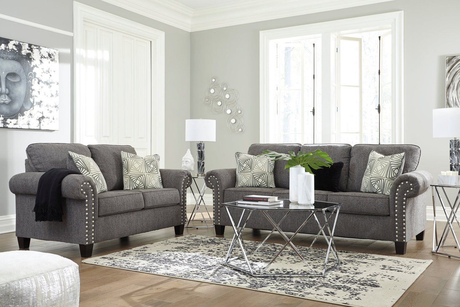 Agleno Charcoal Living Room Set - SET | 7870138 | 7870135 | 7870114 - Bien Home Furniture &amp; Electronics