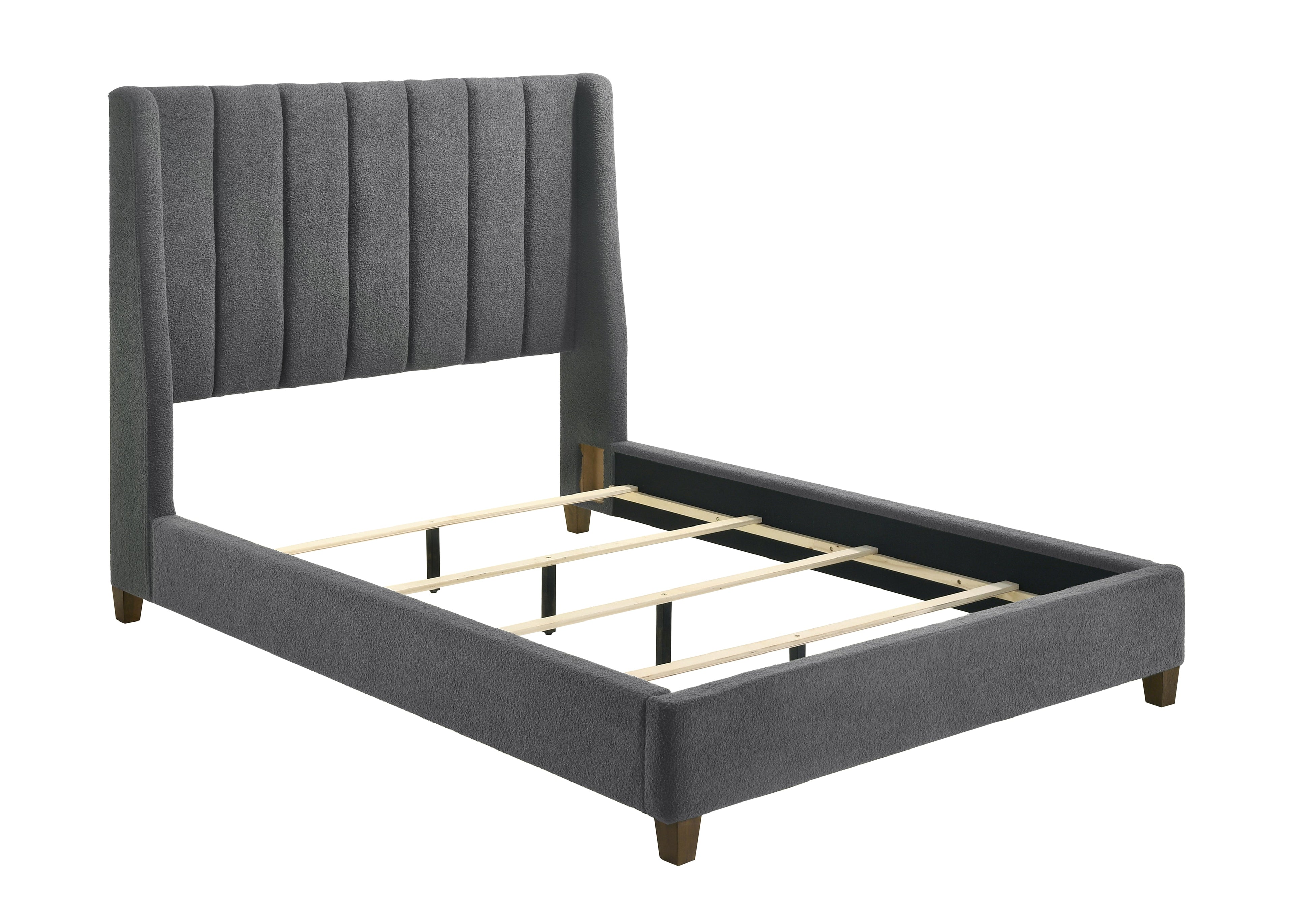 Agnes Charcoal Boucle King Upholstered Bed - SET | 5264CL-K-HBFB | 5264CL-KQ-RAIL - Bien Home Furniture &amp; Electronics