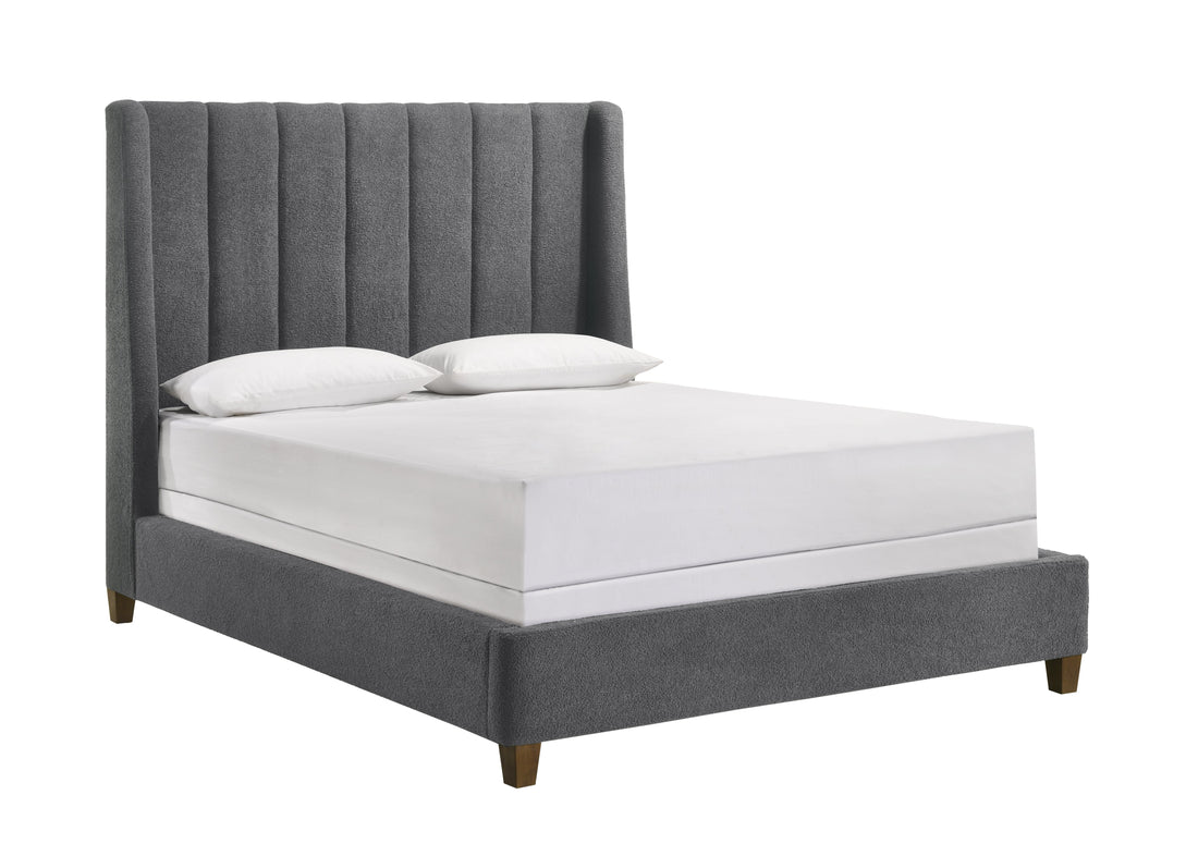 Agnes Charcoal Boucle Queen Upholstered Bed - SET | 5264CL-Q-HBFB | 5264CL-KQ-RAIL - Bien Home Furniture &amp; Electronics