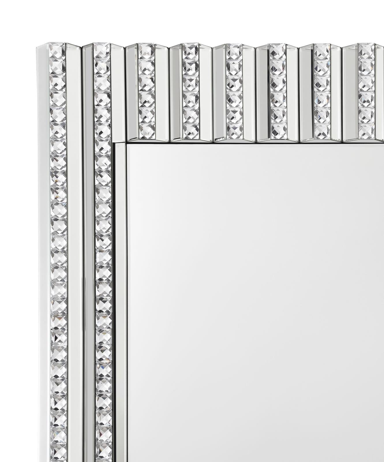 Aideen Silver Rectangular Wall Mirror with Vertical Stripes of Faux Crystals - 961614 - Bien Home Furniture & Electronics