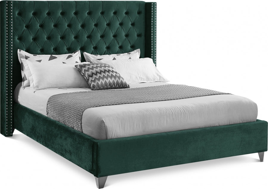 Aiden Green Velvet Queen Bed - AidenGreen-Q - Bien Home Furniture & Electronics