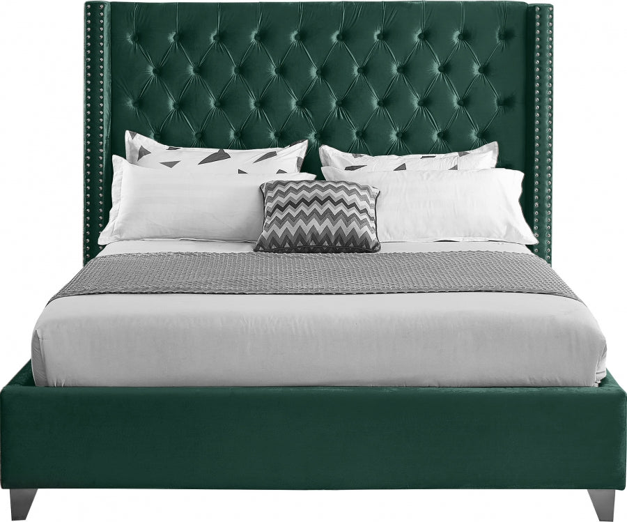 Aiden Green Velvet Queen Bed - AidenGreen-Q - Bien Home Furniture & Electronics