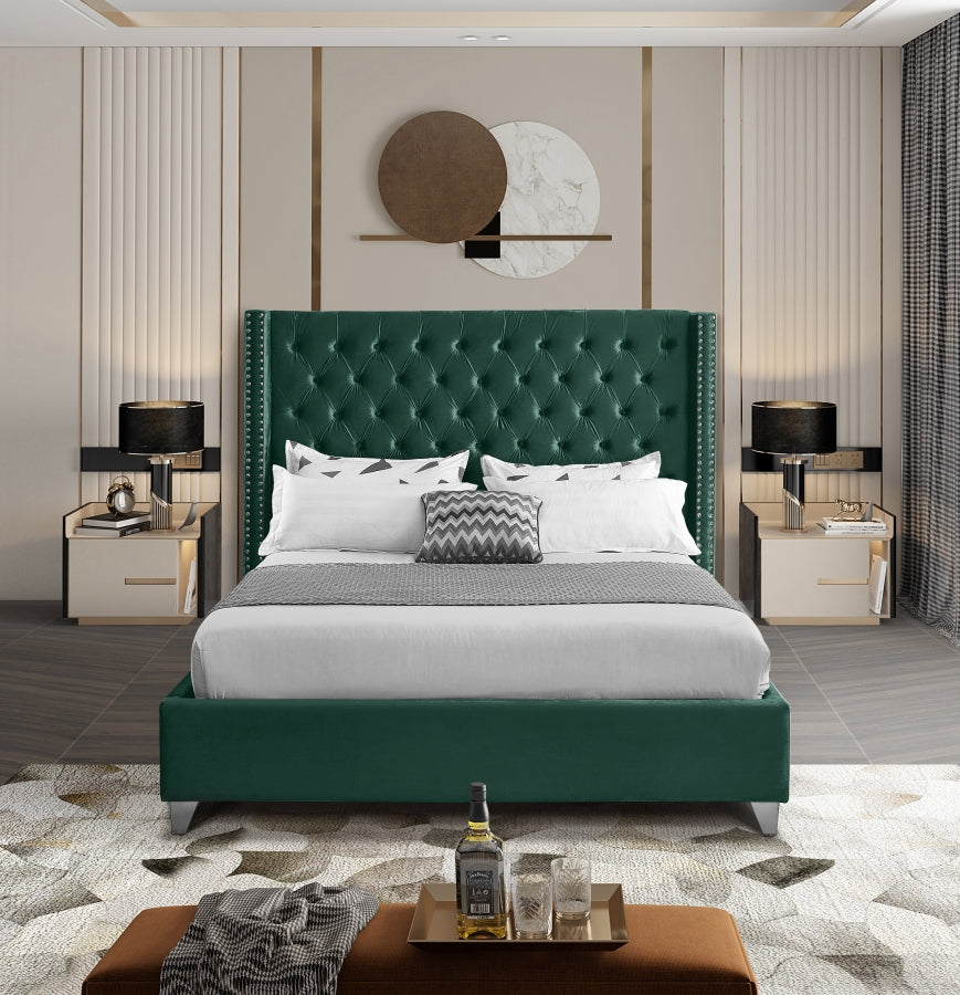 Aiden Green Velvet Queen Bed - AidenGreen-Q - Bien Home Furniture & Electronics