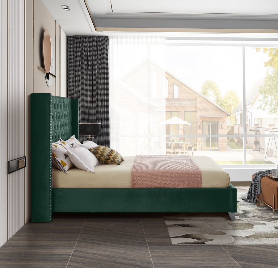 Aiden Green Velvet Queen Bed - AidenGreen-Q - Bien Home Furniture & Electronics
