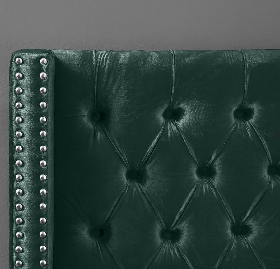 Aiden Green Velvet Queen Bed - AidenGreen-Q - Bien Home Furniture & Electronics