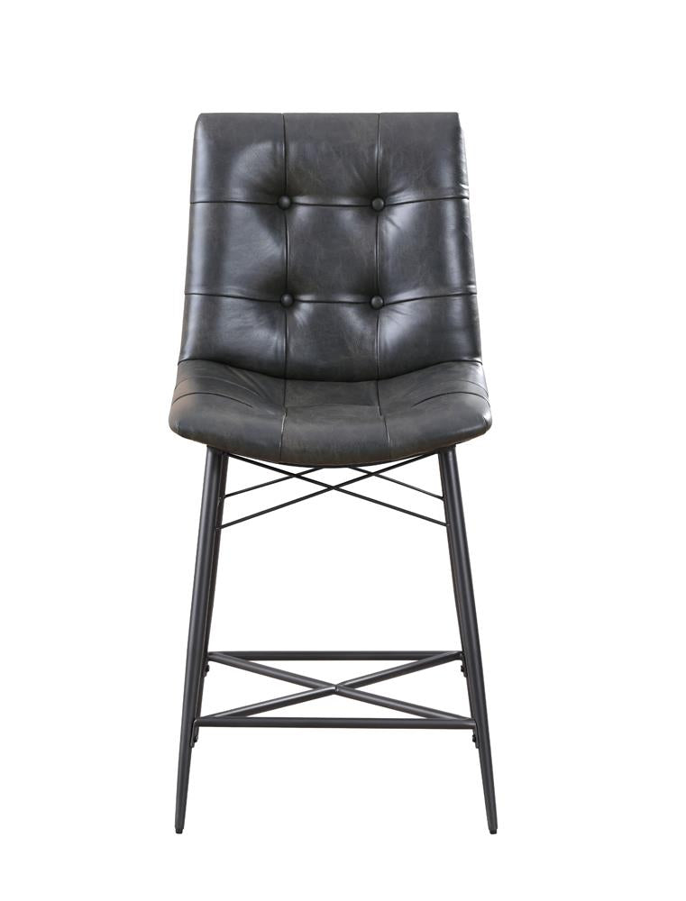 Aiken Gray Upholstered Tufted Counter Height Stools, Set of 2 - 107859 - Bien Home Furniture & Electronics