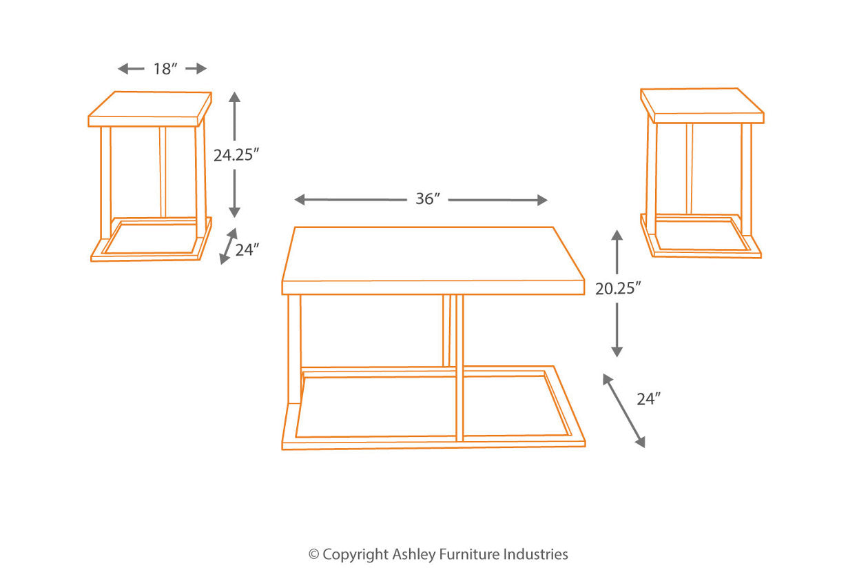 Airdon Bronze Finish Table, Set of 3 - T194-13 - Bien Home Furniture &amp; Electronics