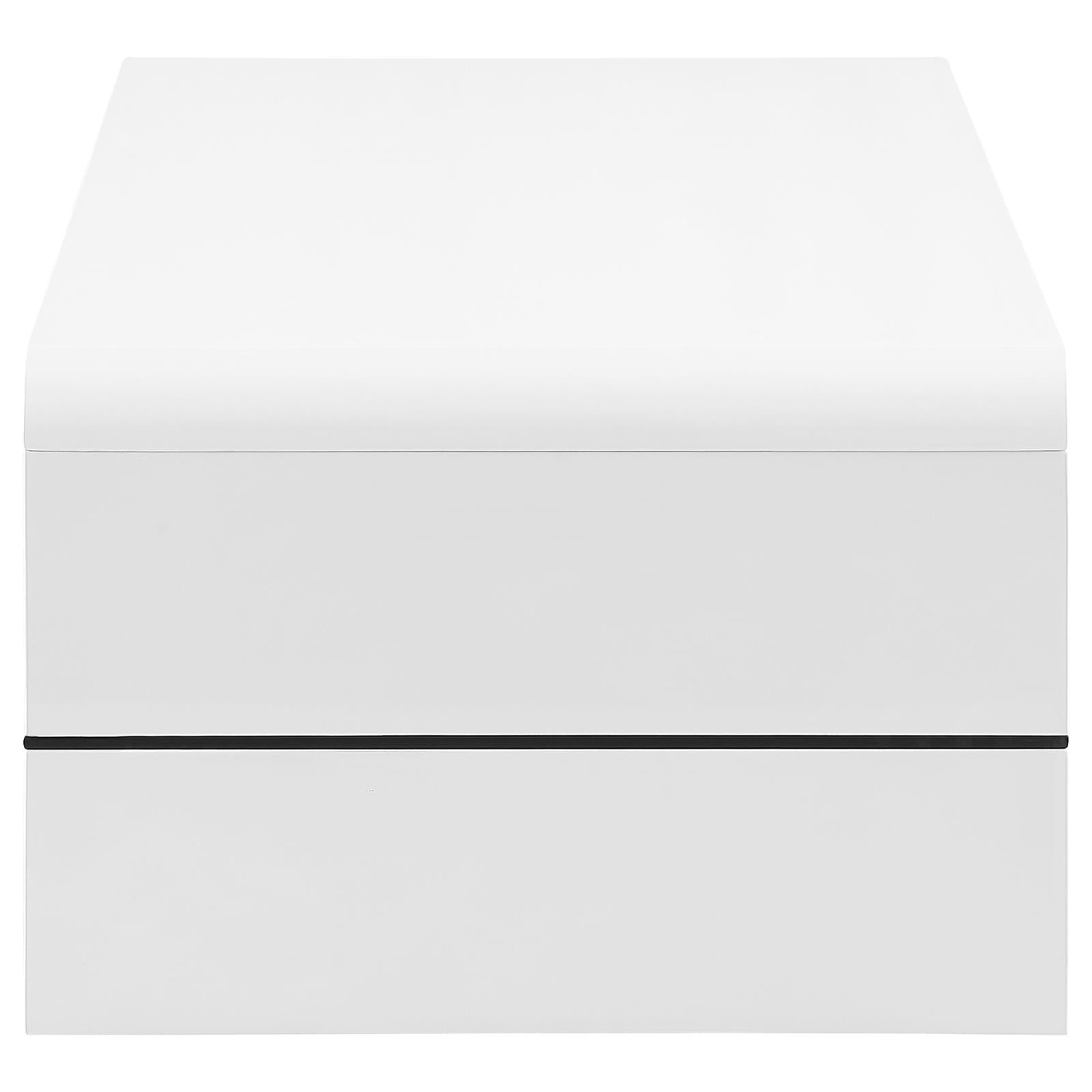 Airell White High Gloss Rectangular Coffee Table with Glass Shelf - 703798 - Bien Home Furniture & Electronics