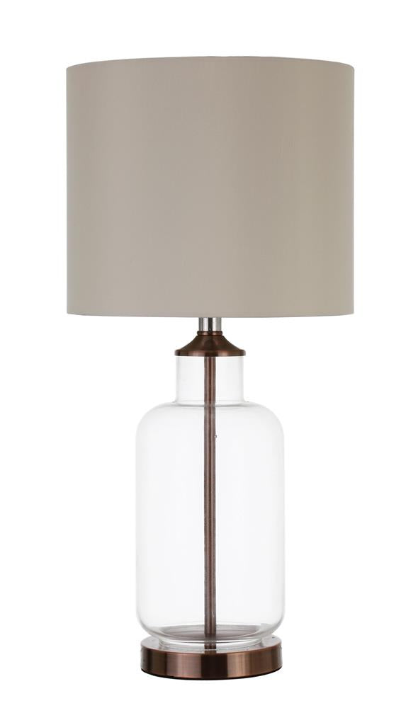 Aisha Drum Shade Table Lamp Creamy Beige/Clear - 920015 - Bien Home Furniture &amp; Electronics
