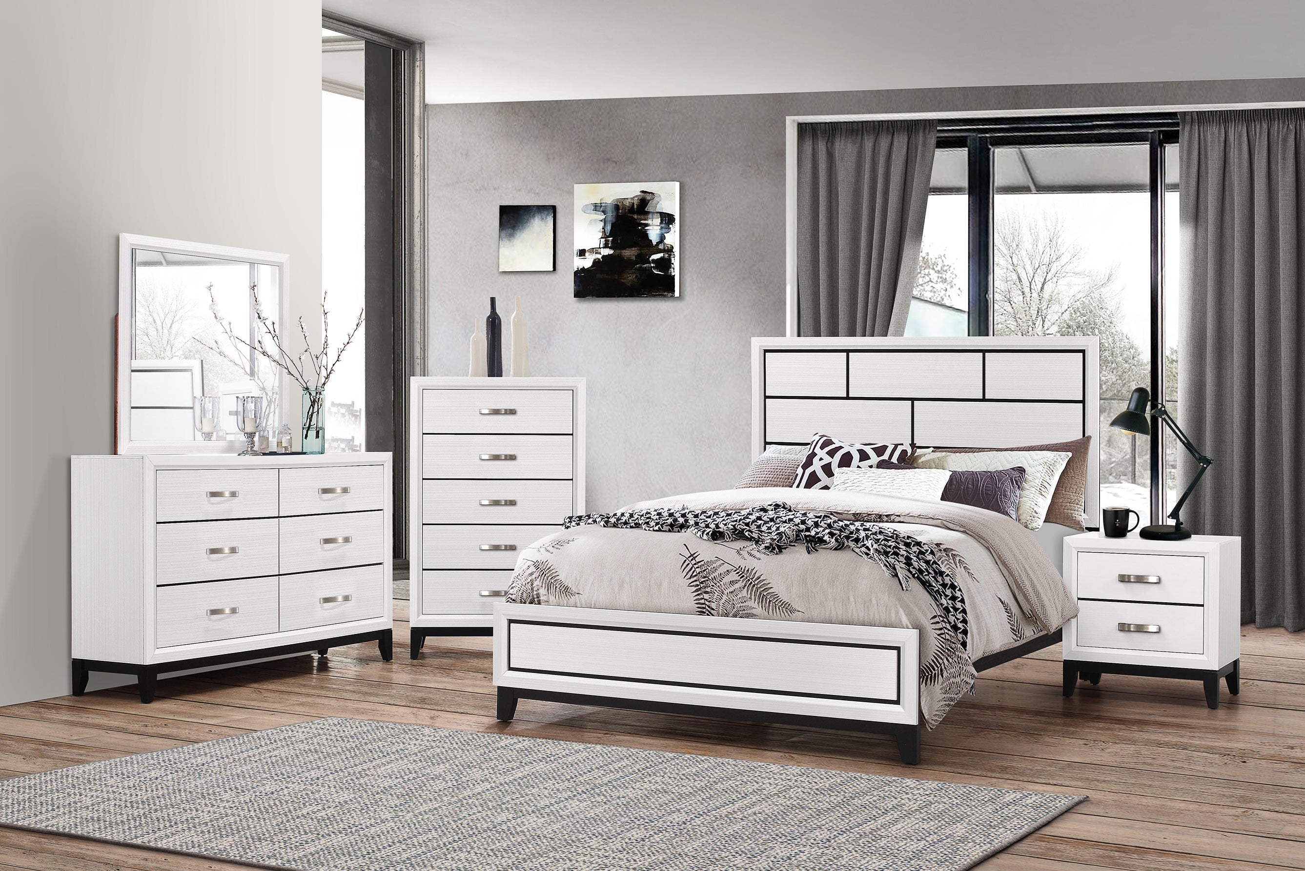 Akerson Chalk King Panel Bed - SET | B4610-K-HBFB | B4610-KQ-RAIL - Bien Home Furniture & Electronics